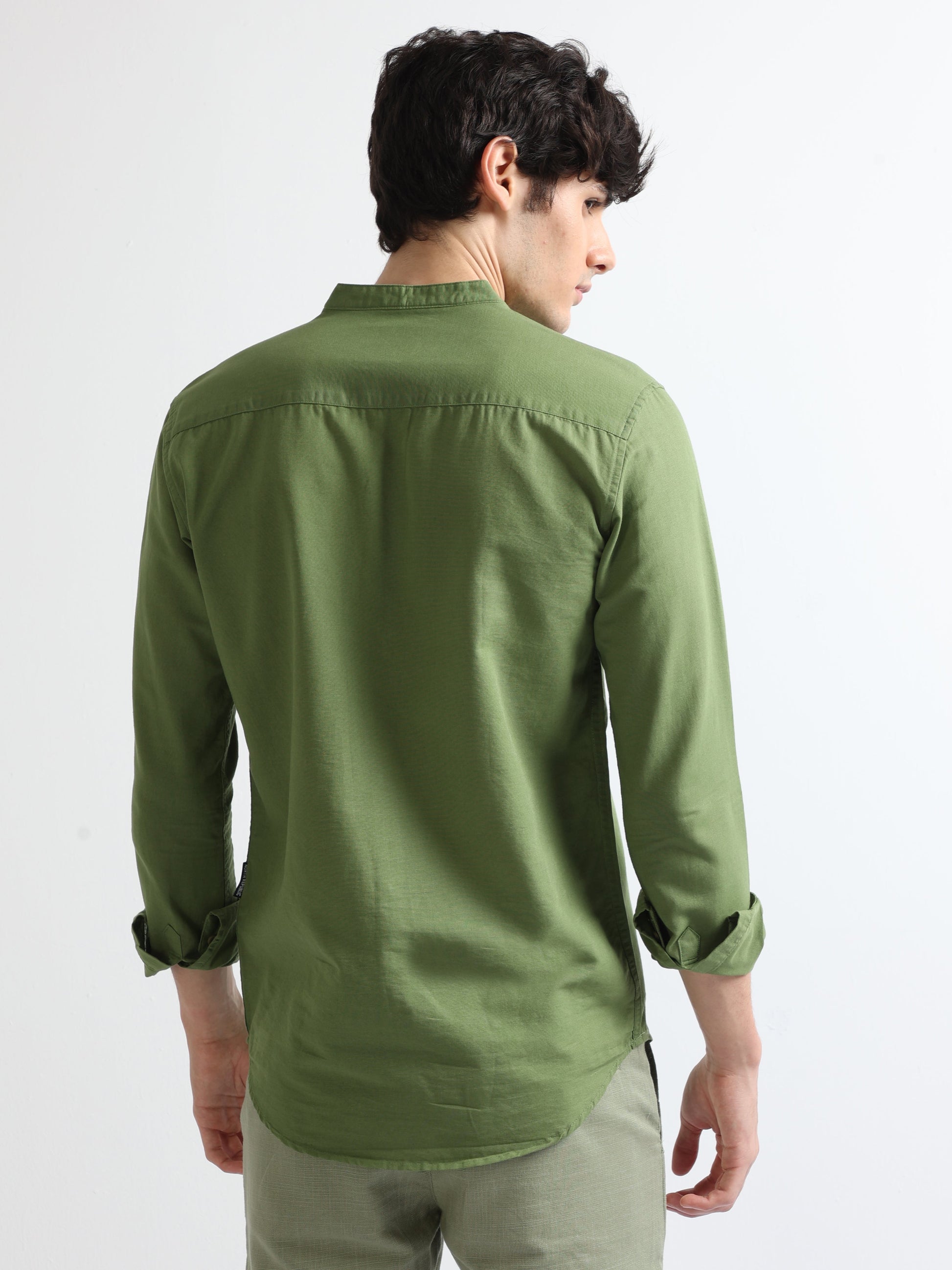 Buy No Pocket Chinese Collar Shirt For Mens Online.
