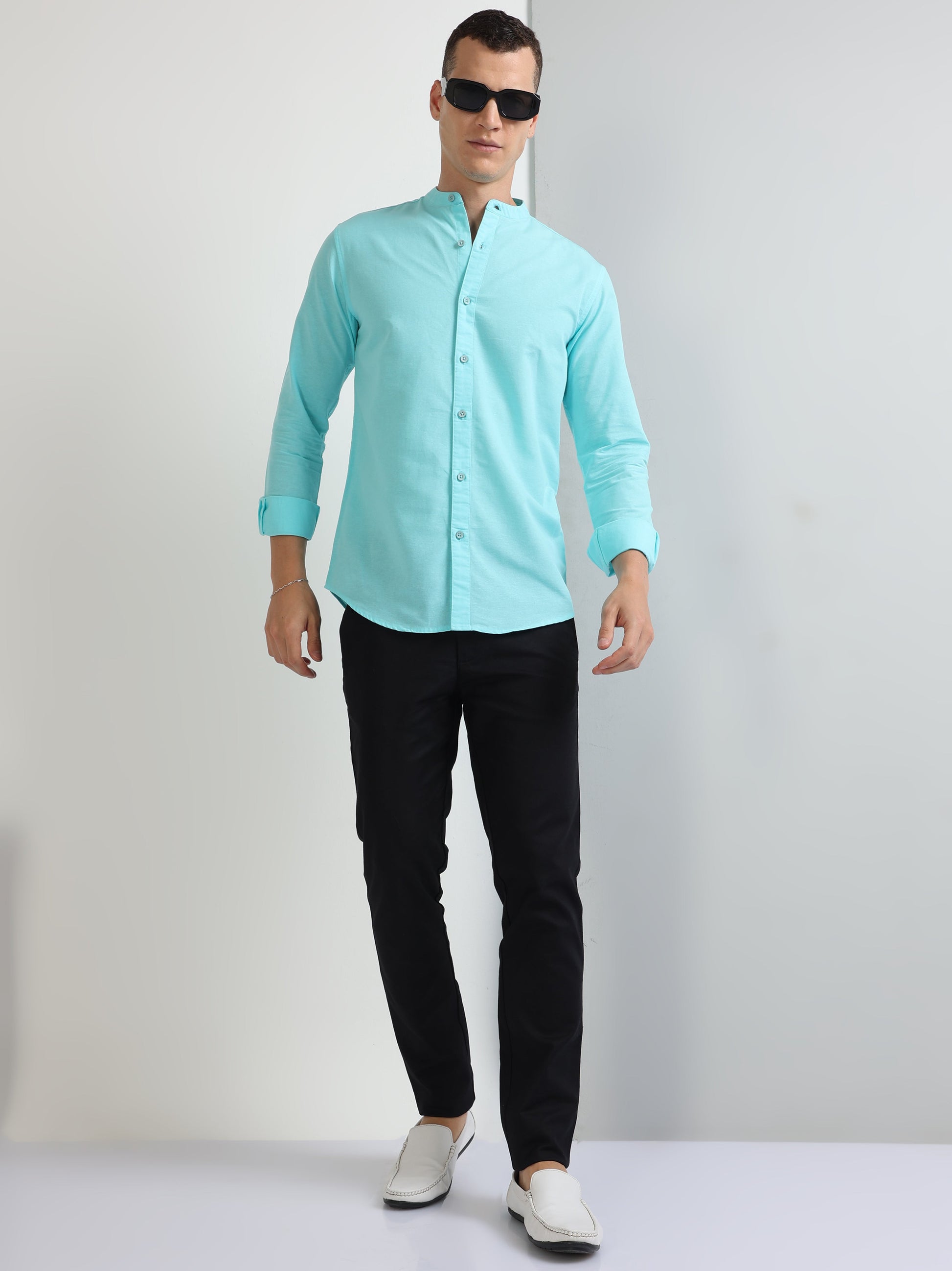Buy No Pocket Chinese Collar Shirt For Mens Online.