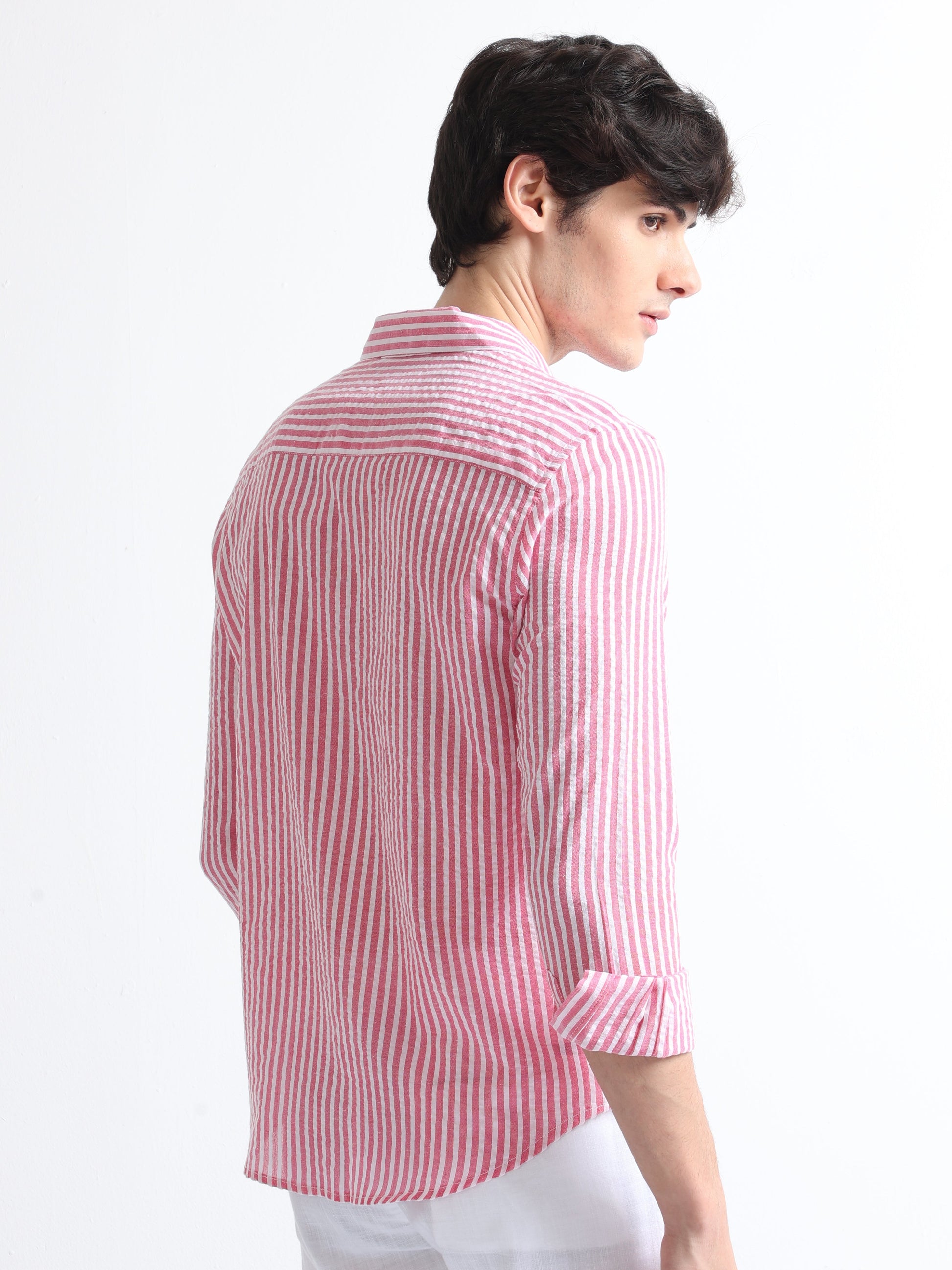 Buy Open Collar Stylish Pocket Stripe Shirt Online.