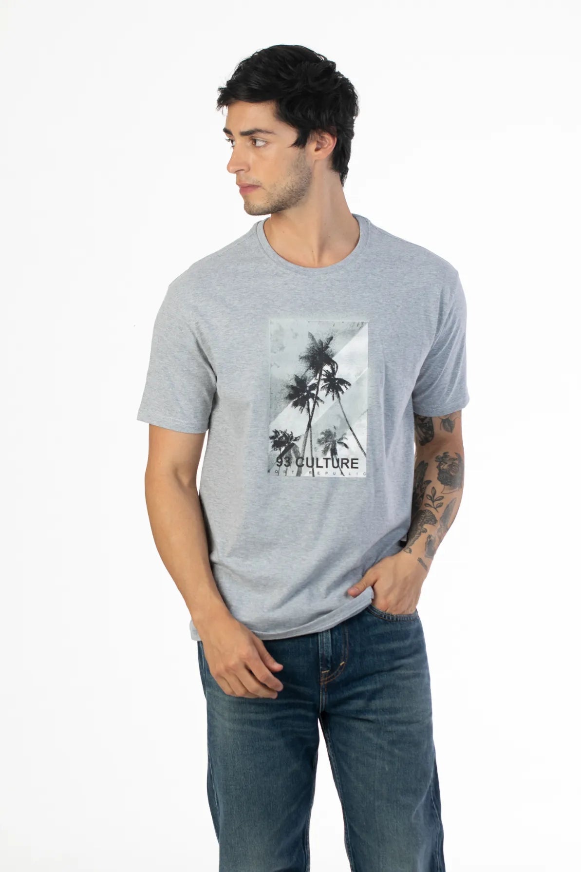 Buy Palm Printed Round Neck T-Shirt Online