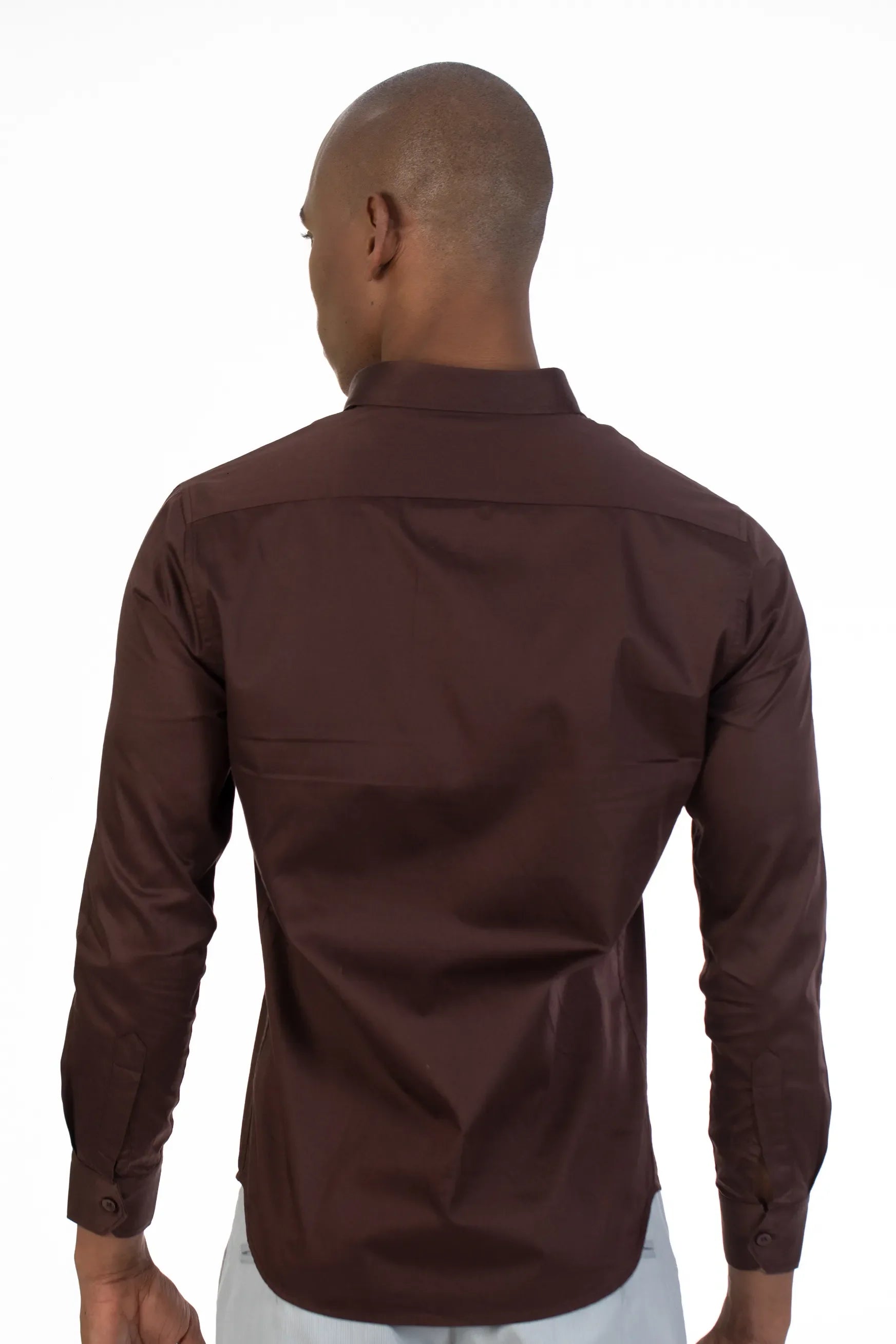 Coffee Men's Premium Satin Stretch Plain Shirt