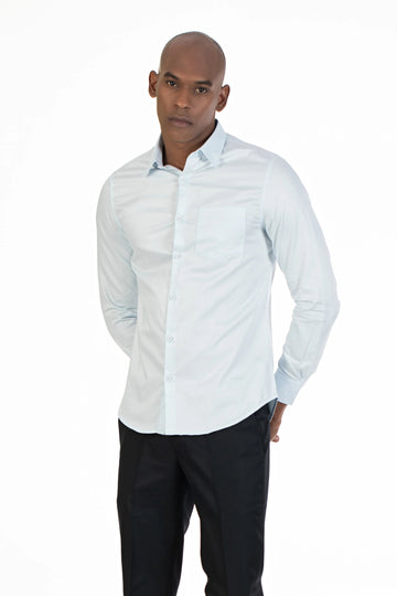 Light Grey Men's Premium Satin Stretch Plain Shirt