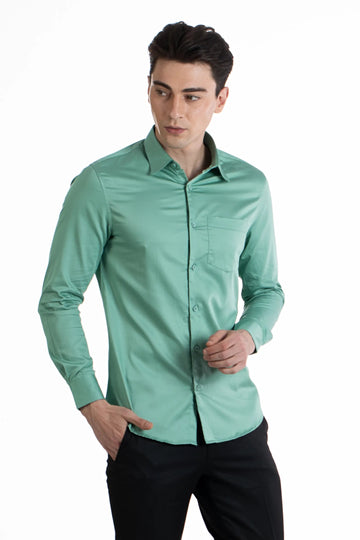 Dark Pista Men's Premium Satin Stretch Plain Shirt