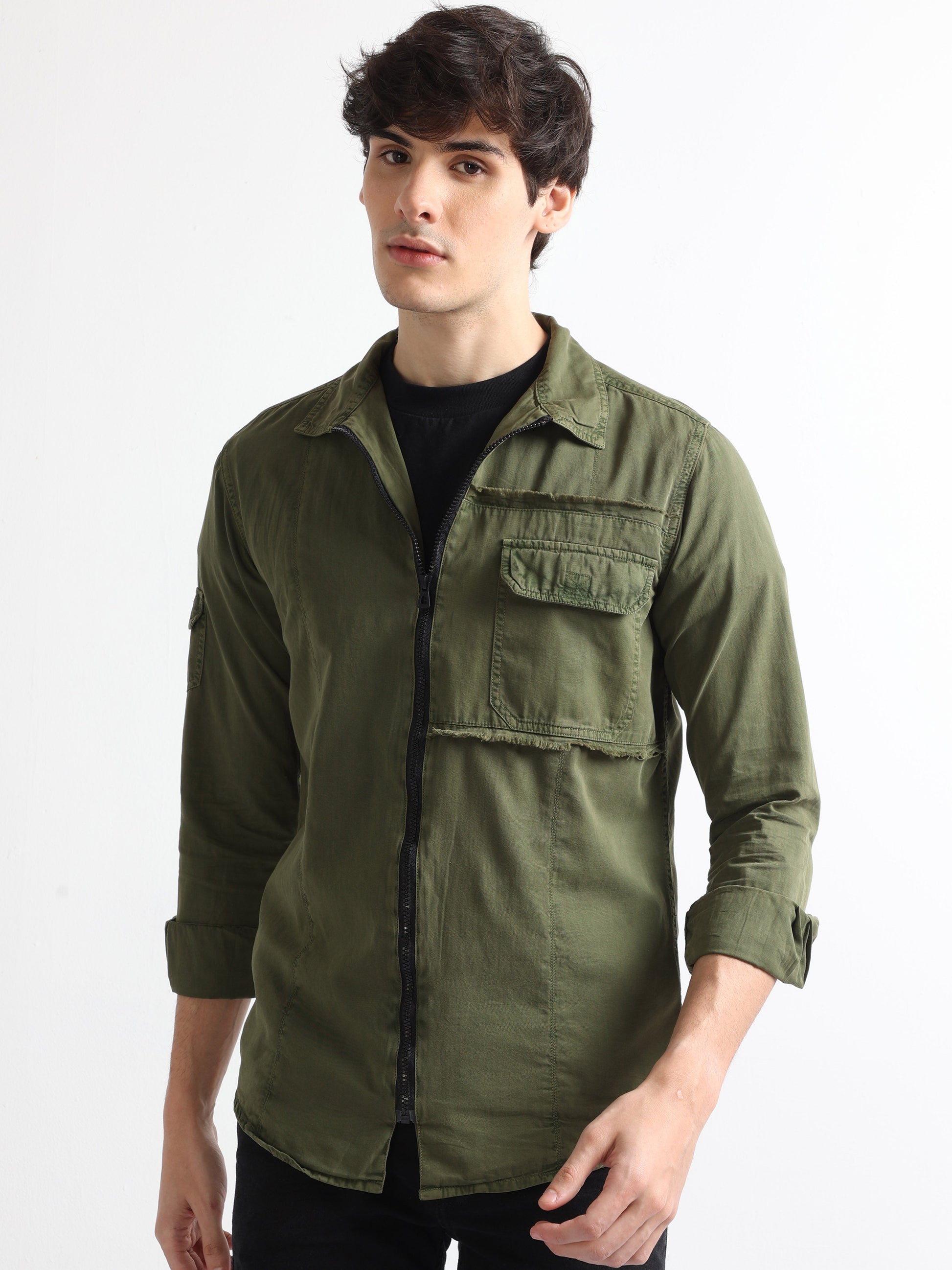 Buy Pull Over Fashionable Shirt With Sleeve Pocket Online.