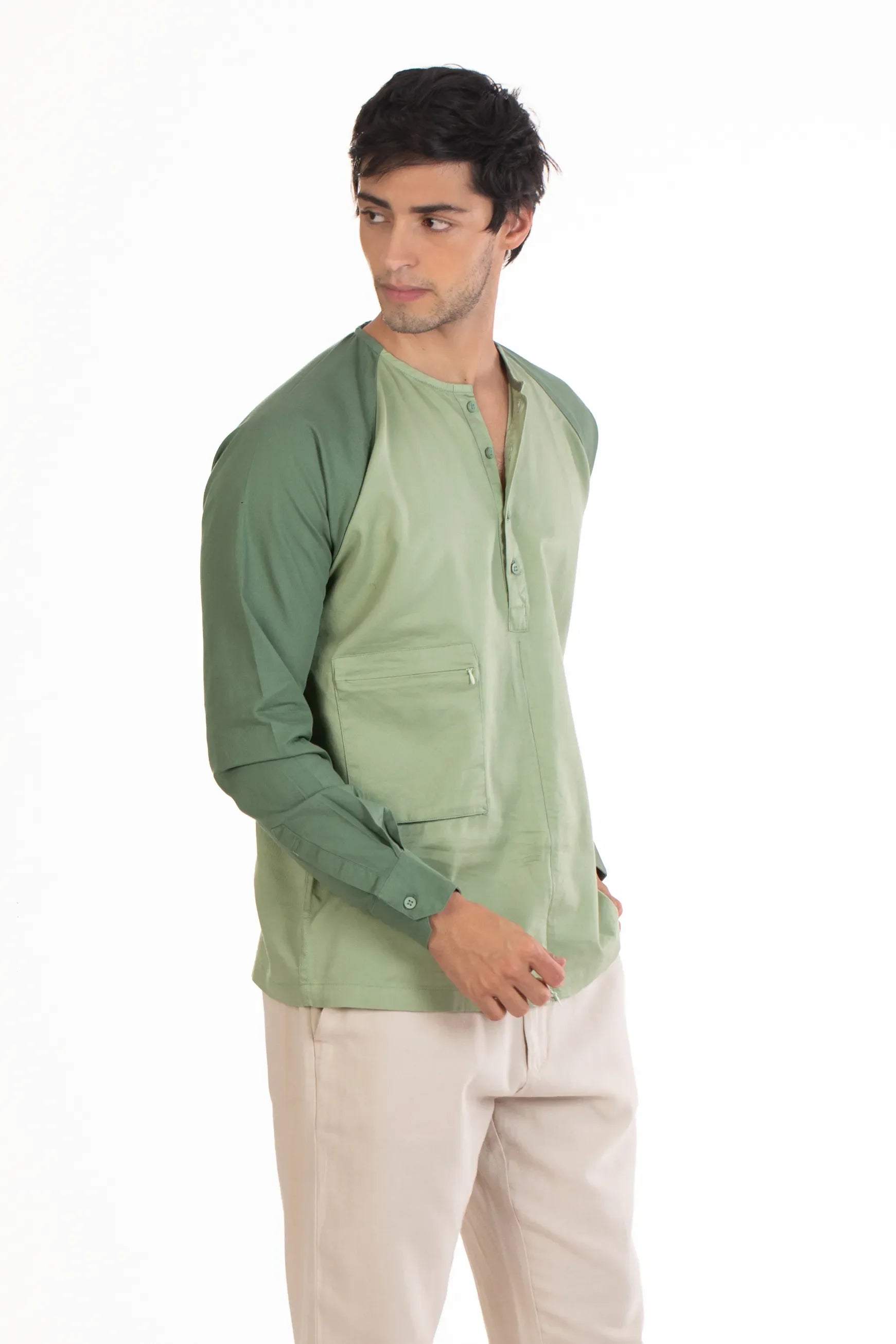 Light Green Men's Raglan Full Sleeve Shirt