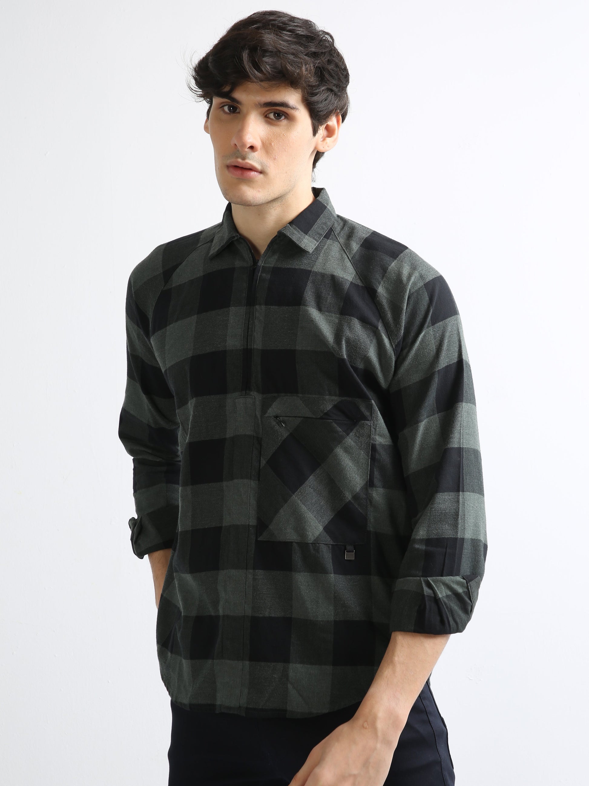 Buy Raglan Full Sleeves Kurta Style Shirt Online.