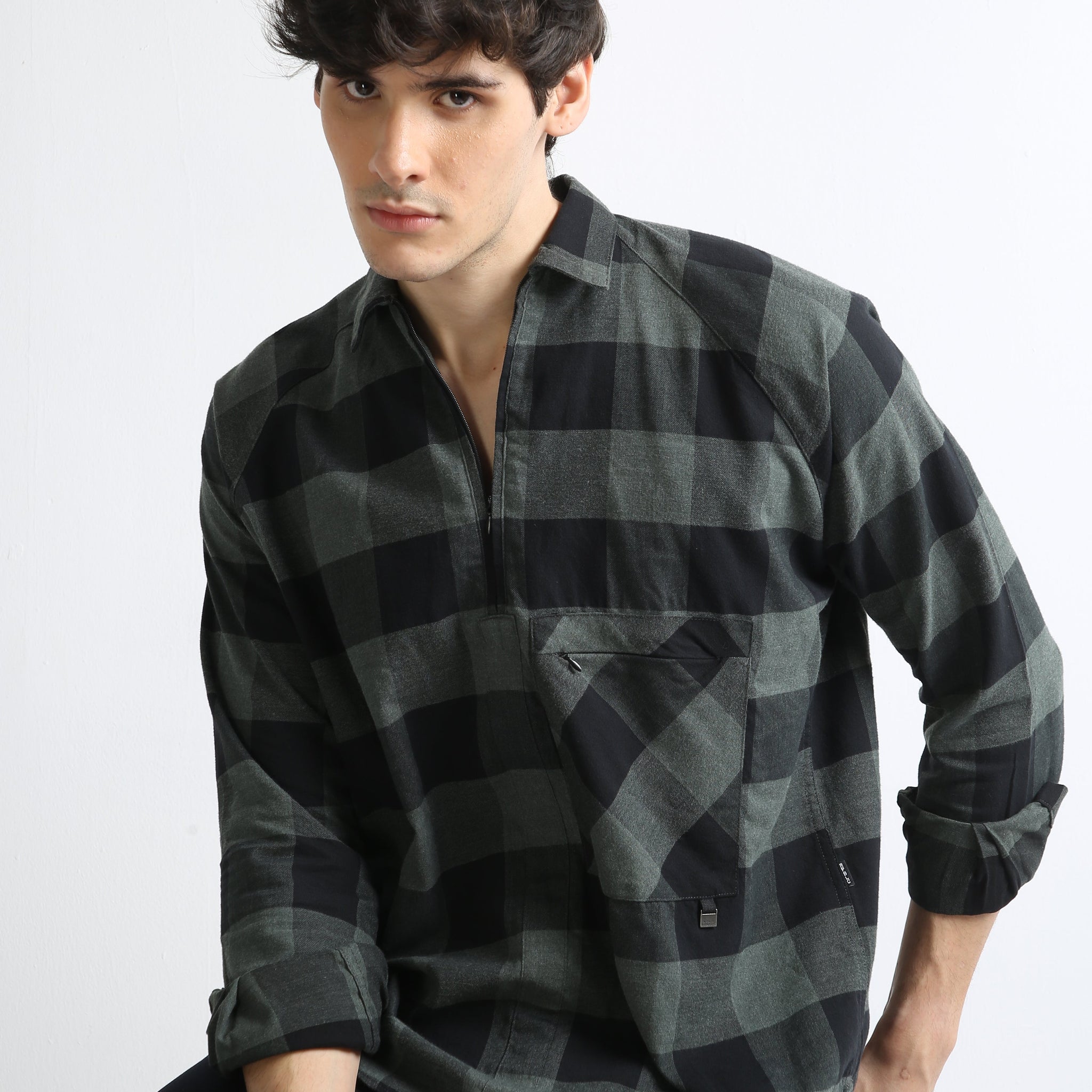 Buy Raglan Full Sleeves Kurta Style Shirt Online