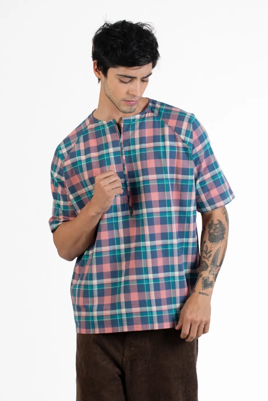 Buy Raglan Half Sleeve Checks Shirts Online