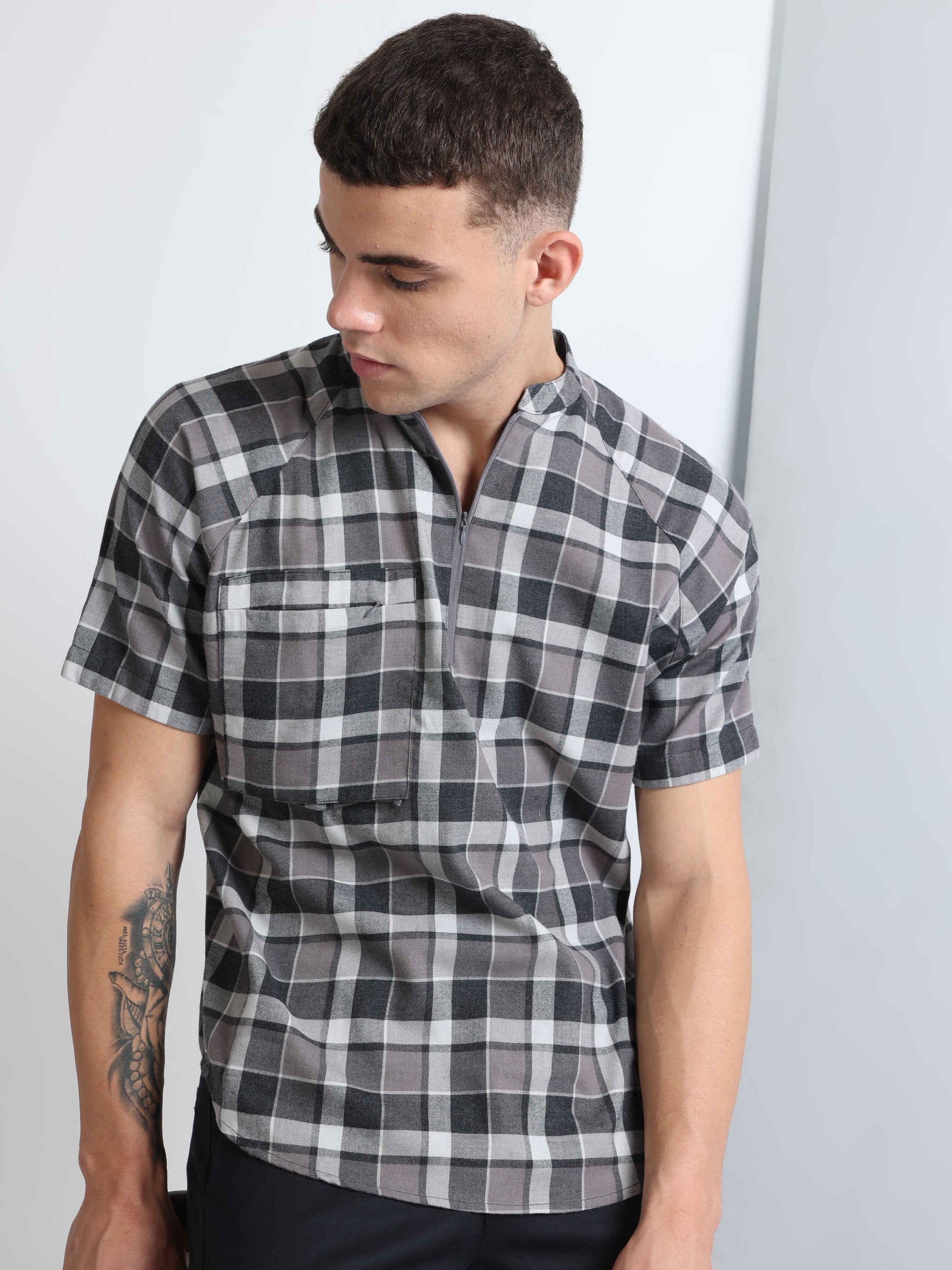 Buy Raglan Half Sleeve Chinese Collar Shirt Online.