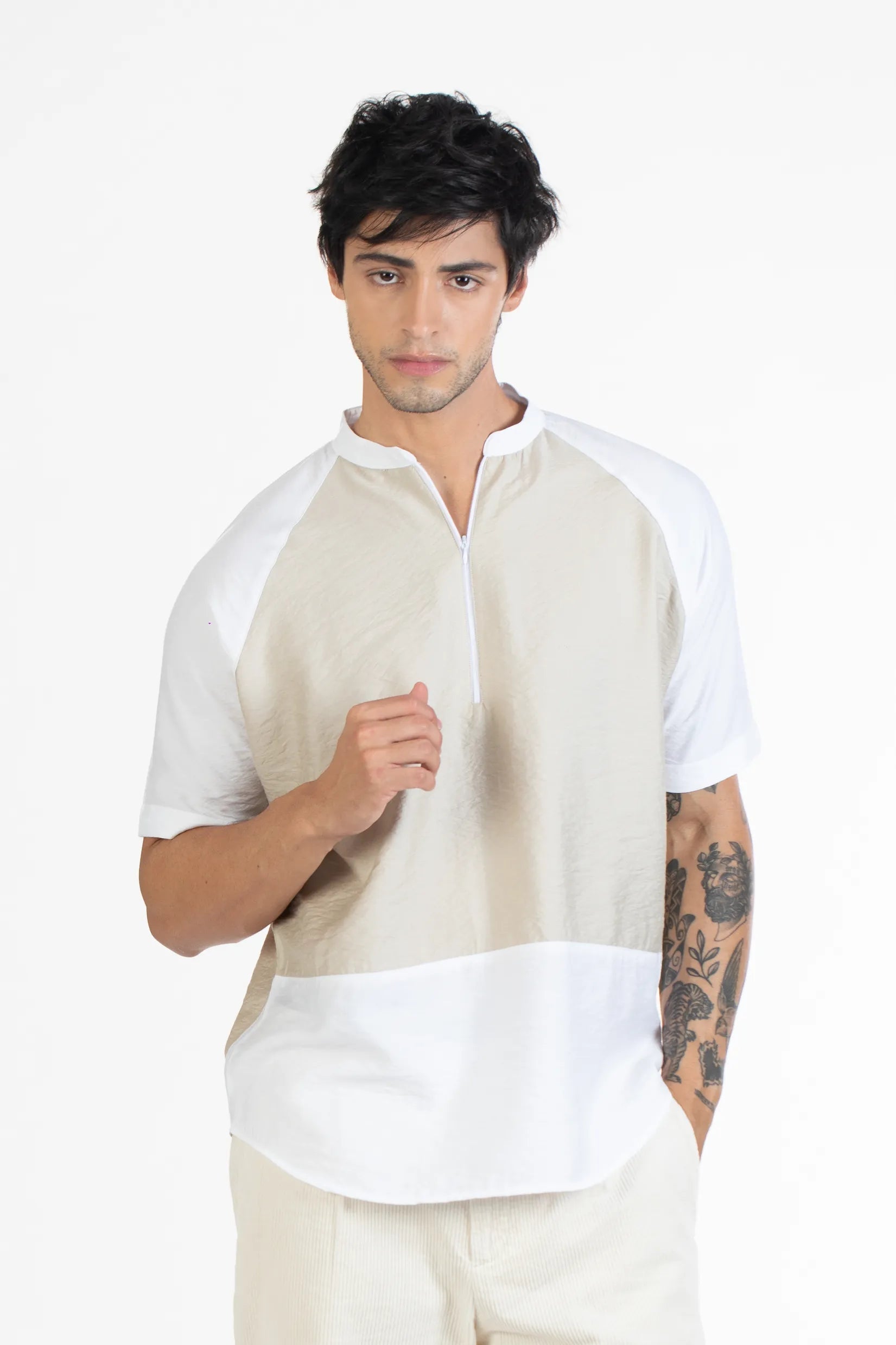 Buy Zipper Men's Raglan Half Sleeve Shirt-North Republic