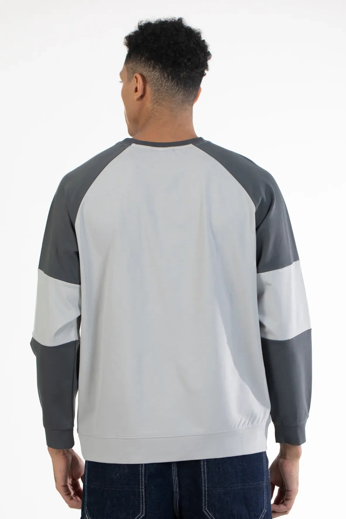 Dark Grey Raglan Sleeve Graphic Printed Men's Sweatshirt