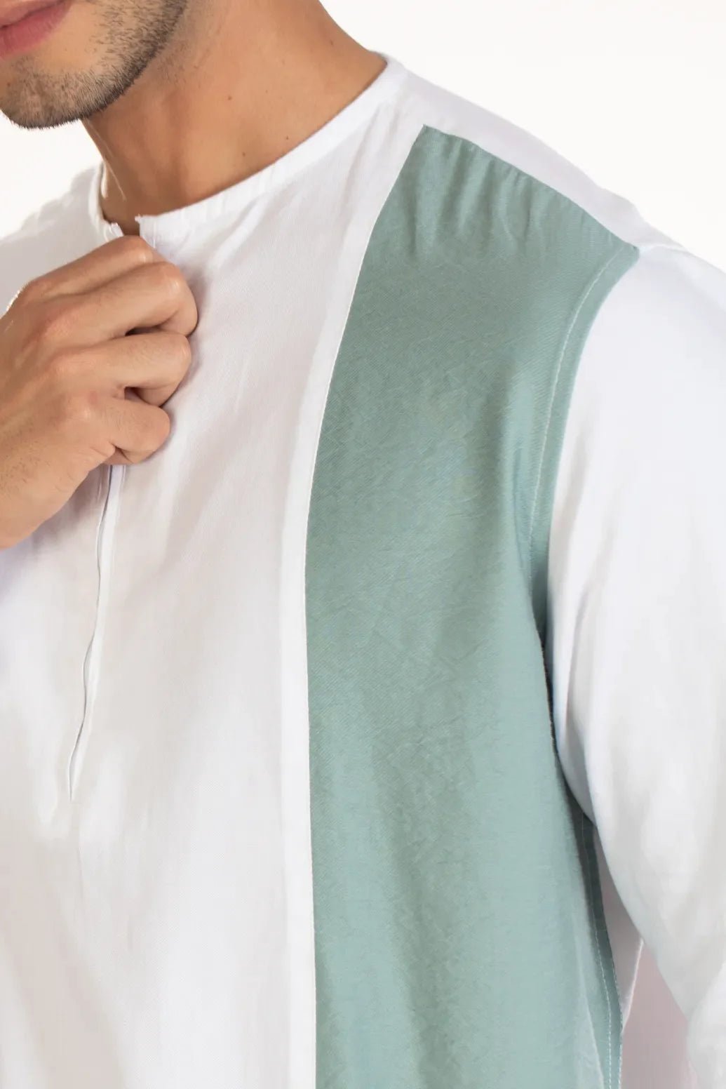 Buy Round Neck Contrast Pannel Shirt Online.