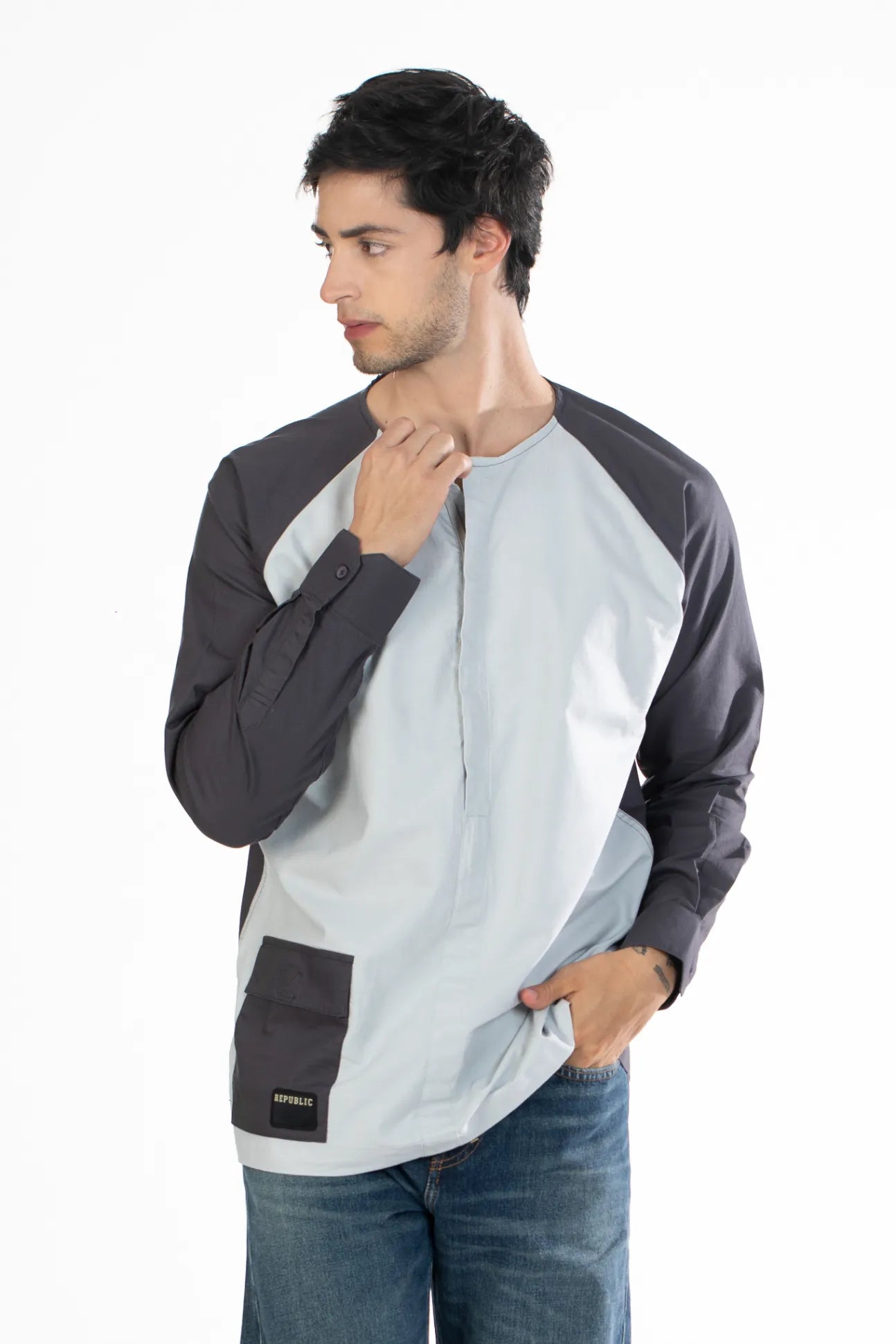 Buy Round Neck Raglan Sleeve Shirt Online.