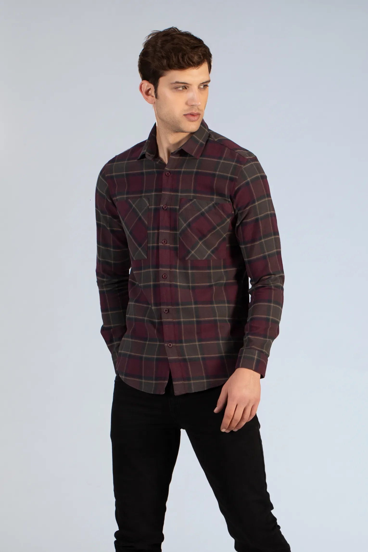 Buy Shadow Flannel Brushed Twill Shirt Online