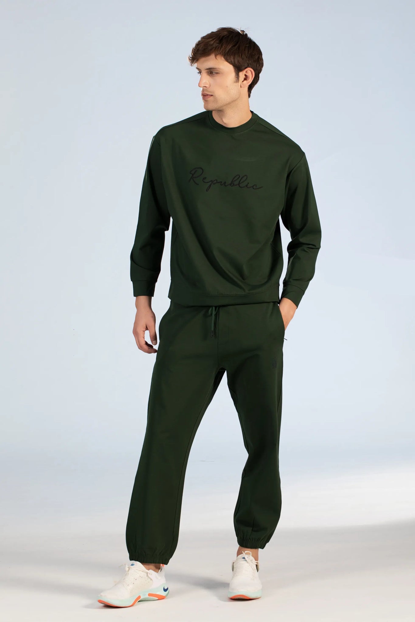 Olive Signature Embroidered Co-Ords Set