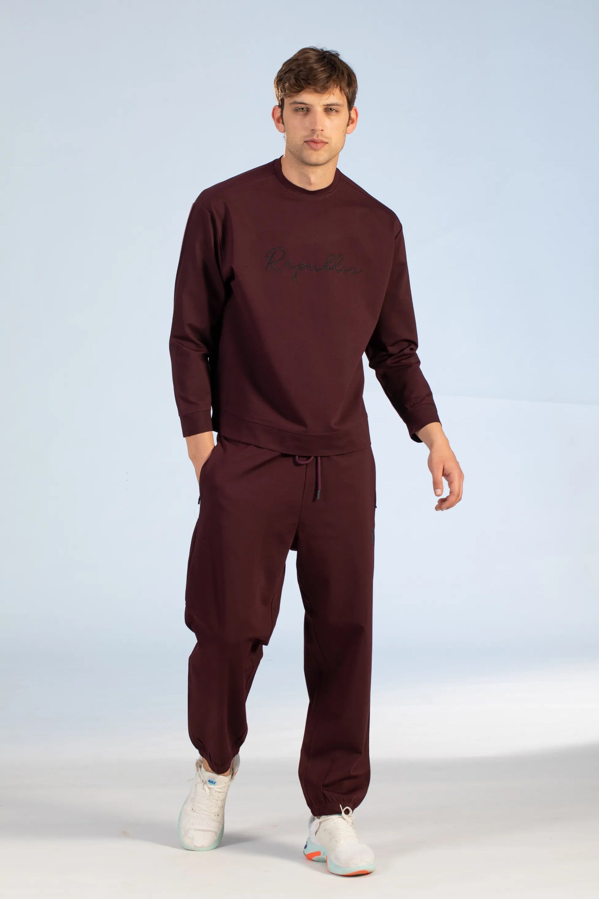 Burgundy Signature Embroidered Co-Ords Set