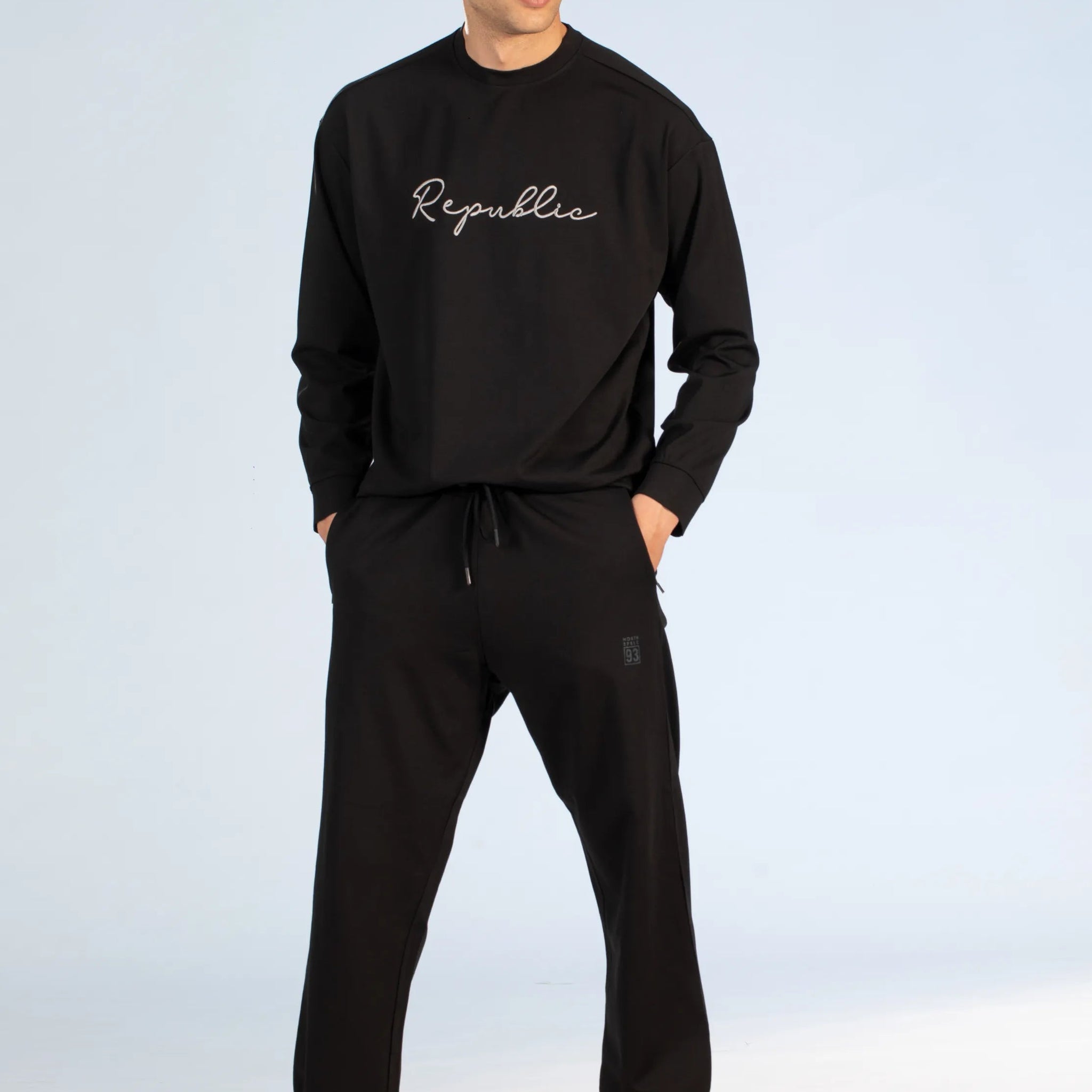 Black Signature Embroidered Co-Ords Set