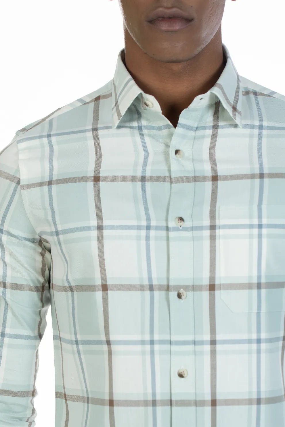 Buy Single Pocket Plaid Twill Shirt Online.