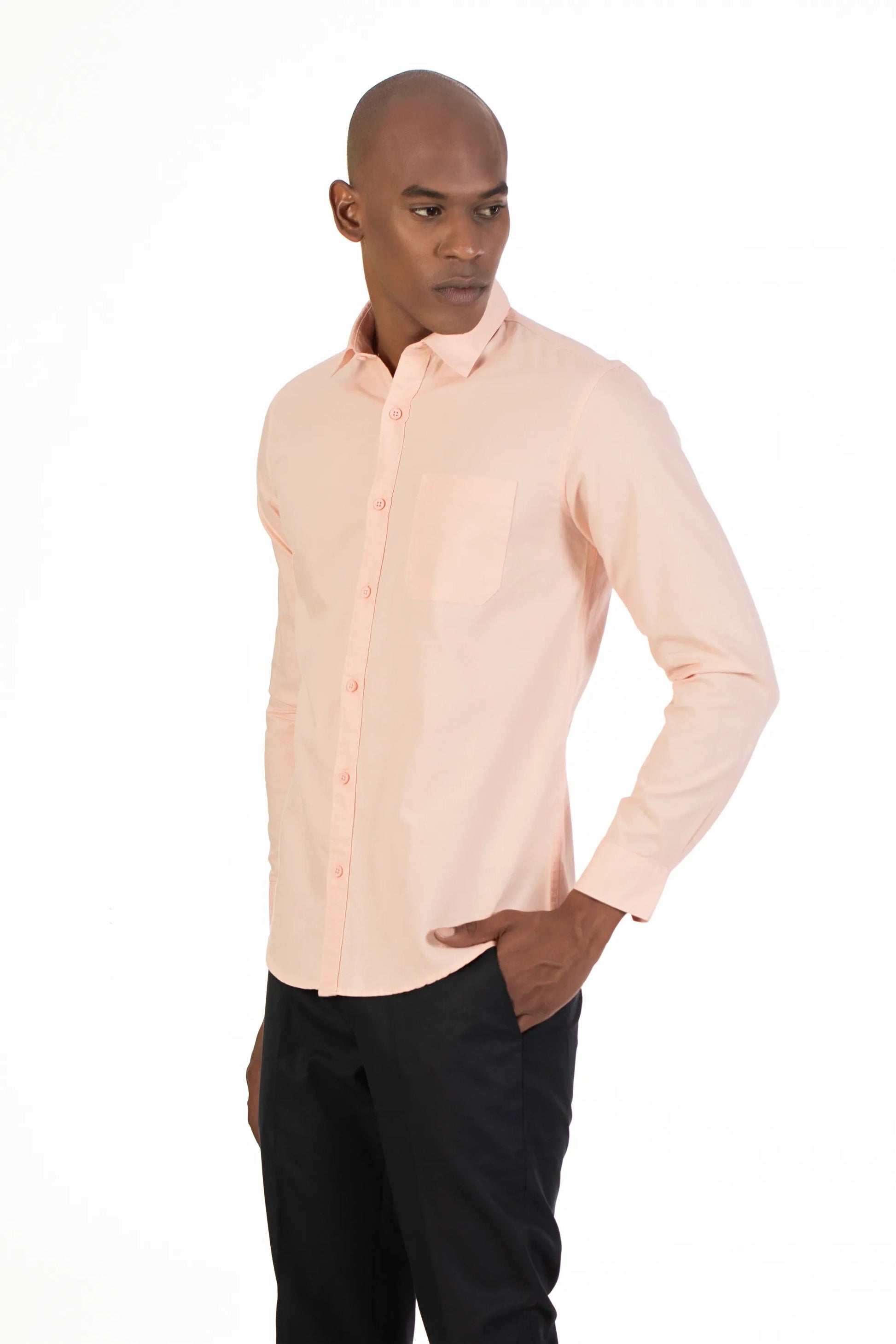 Shop Cream Single Pocket Plain Oxford Shirt Online