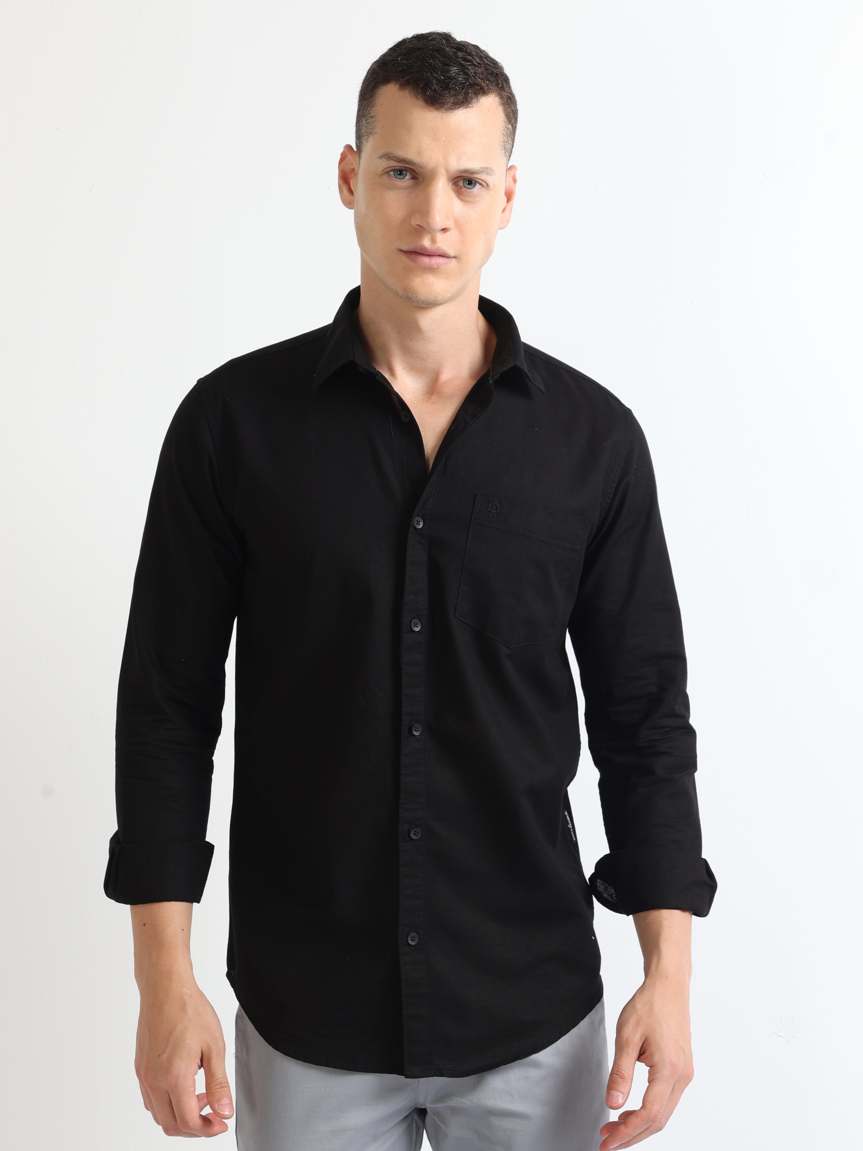 Plain black hotsell shirt for men