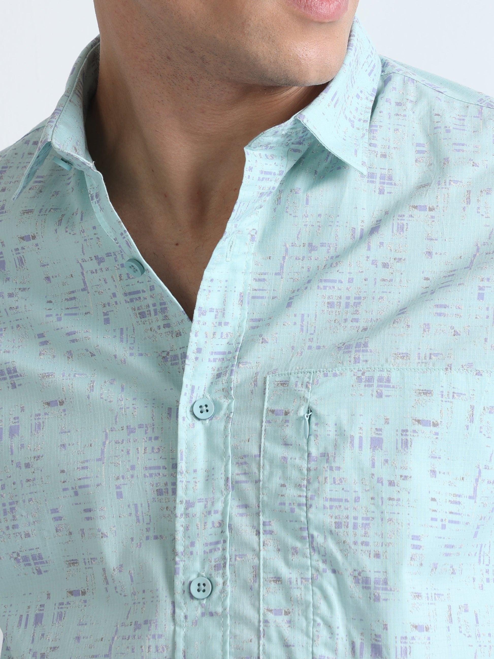 Buy Single Zipper Pocket Printed Shirt For Mens Online.