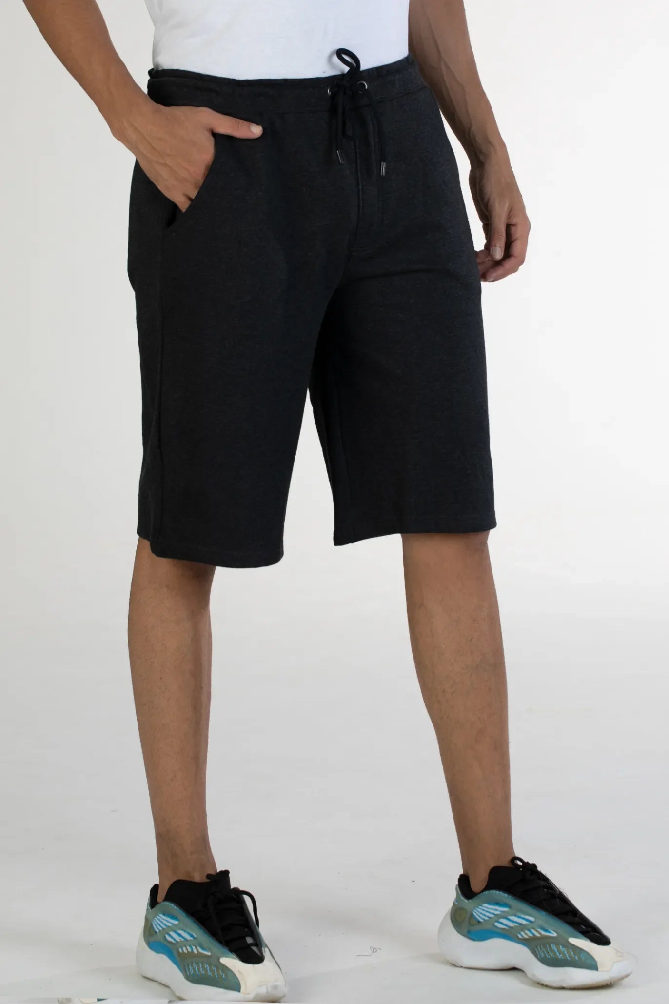 Charcoal solid knit cotton men's shorts