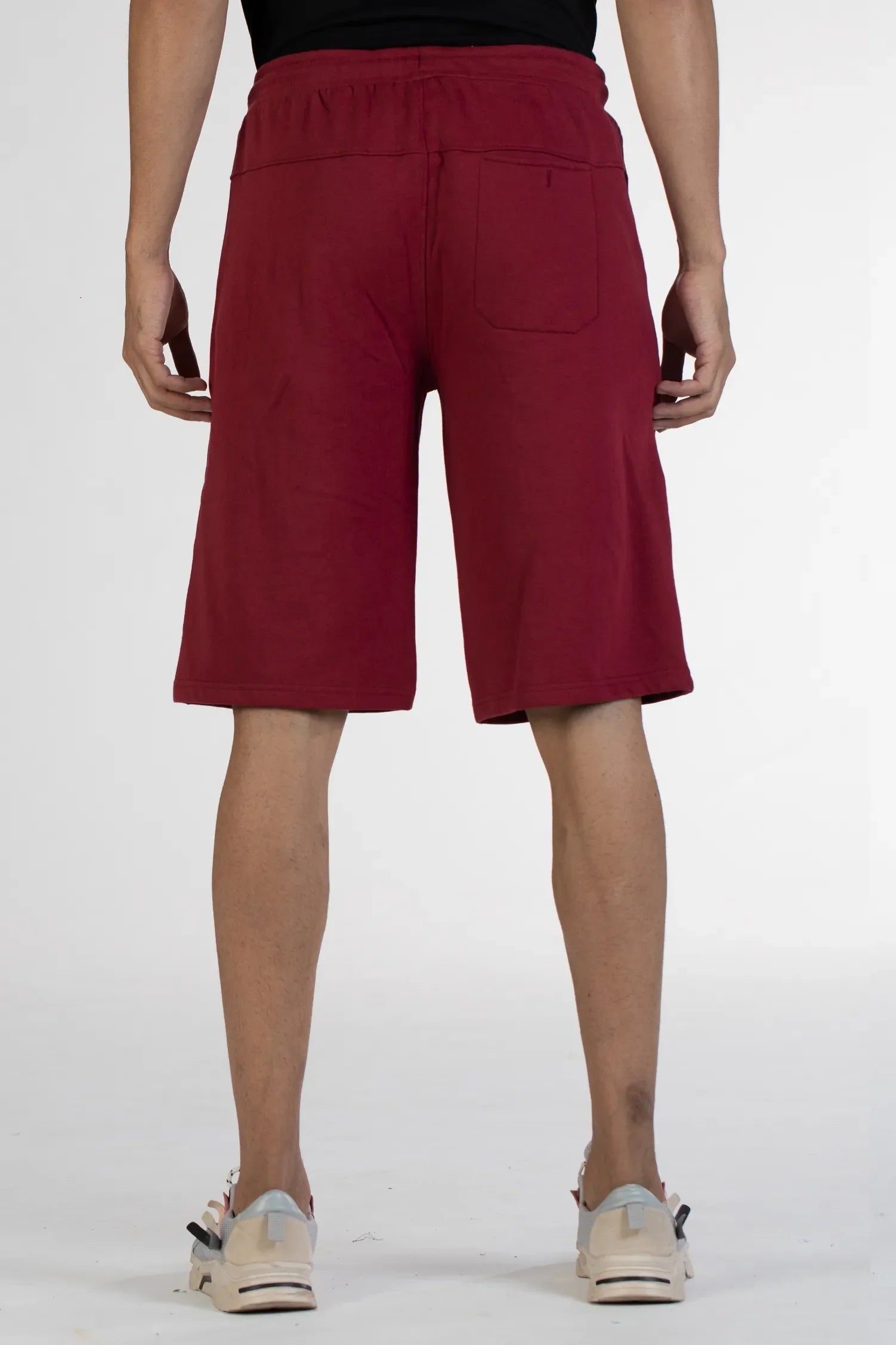 Burgundy solid knit cotton men's shorts