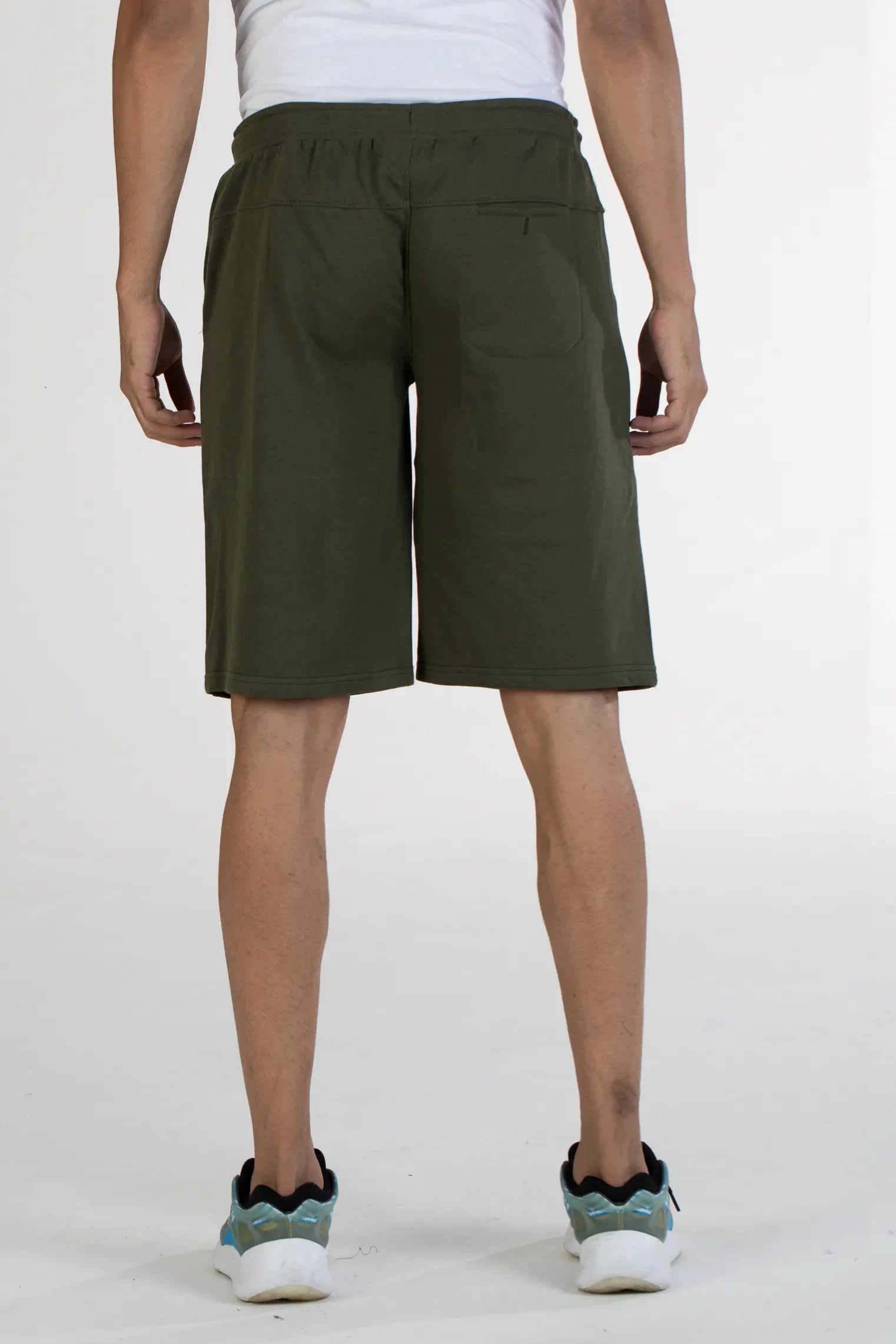 Olive solid knit cotton men's shorts