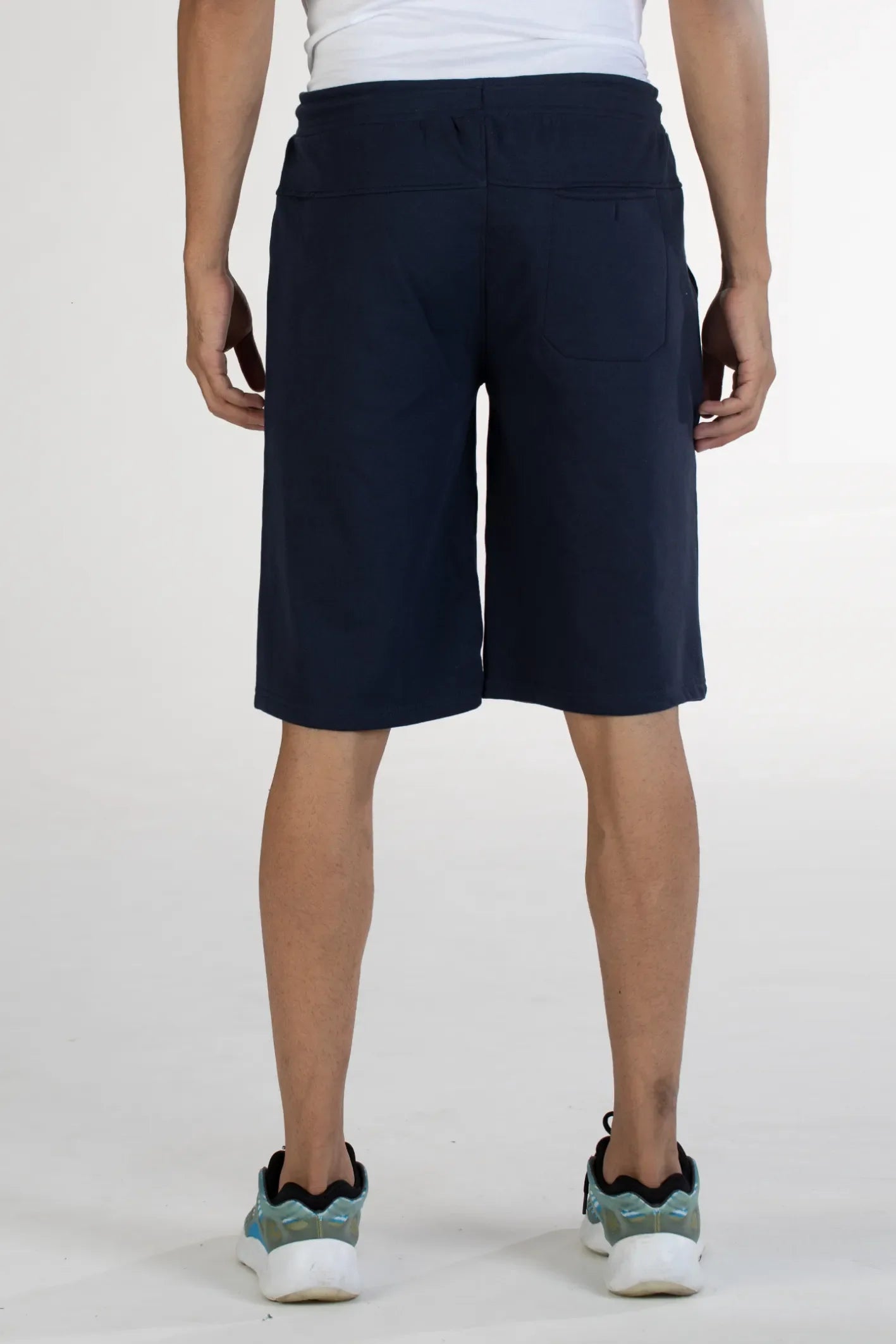 Navy solid knit cotton men's shorts