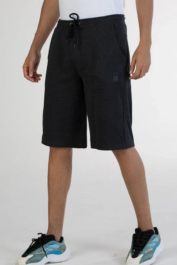 Charcoal solid knit cotton men's shorts