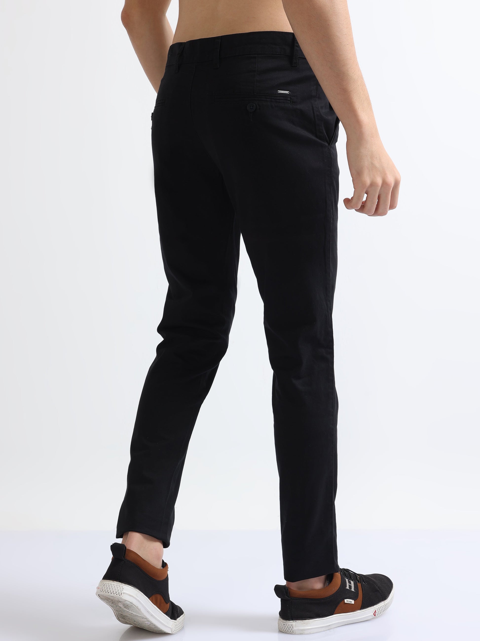 Black Casual Elegant Cotton Men's Trousers