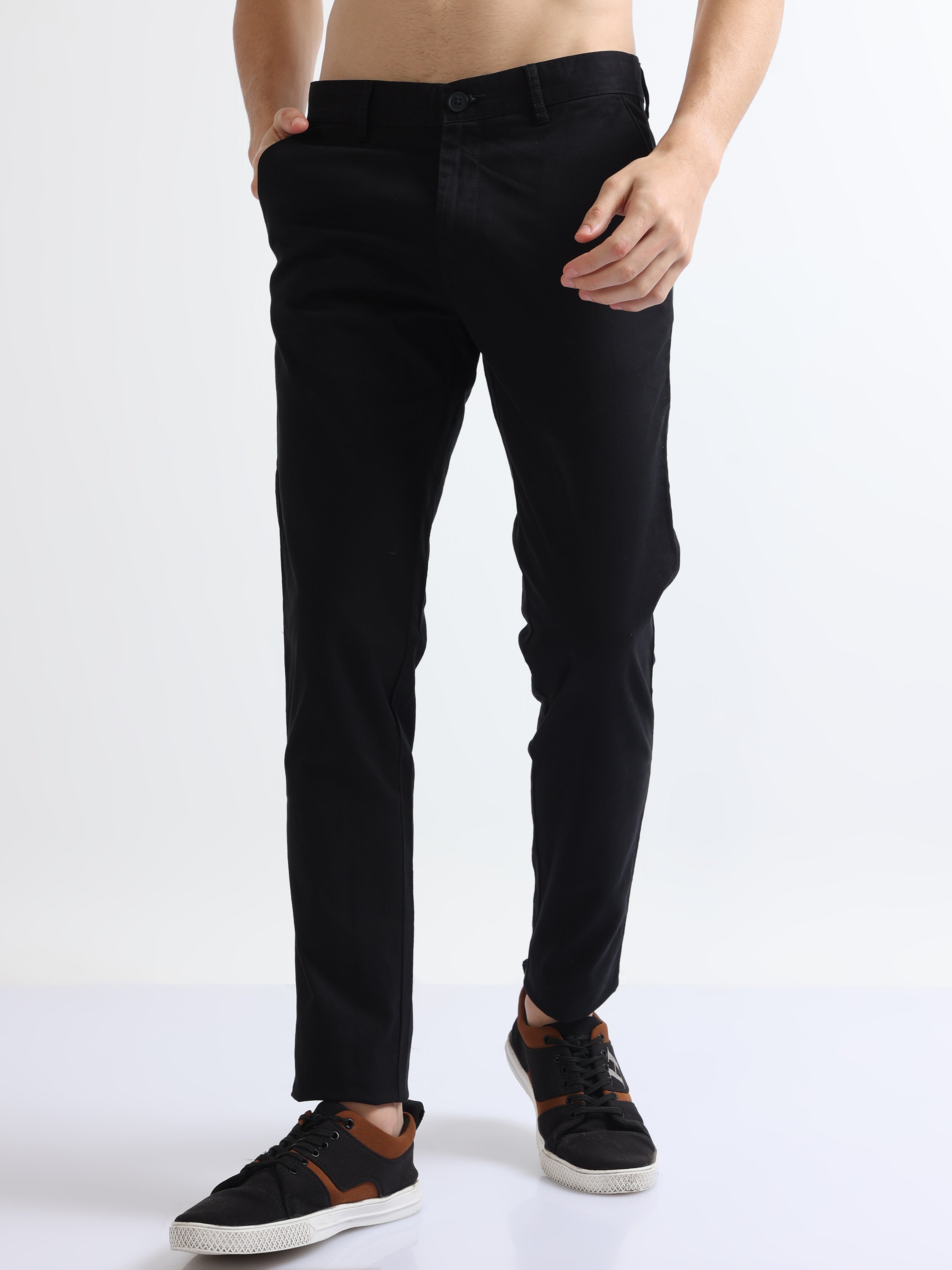 Elegant men's checked trousers blue DJP85 | Fashionformen.eu