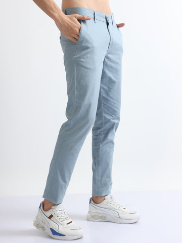 Teal Casual Elegant Cotton Men's Trousers