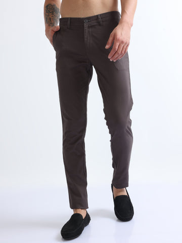 Brown Casual Elegant Cotton Men's Trousers