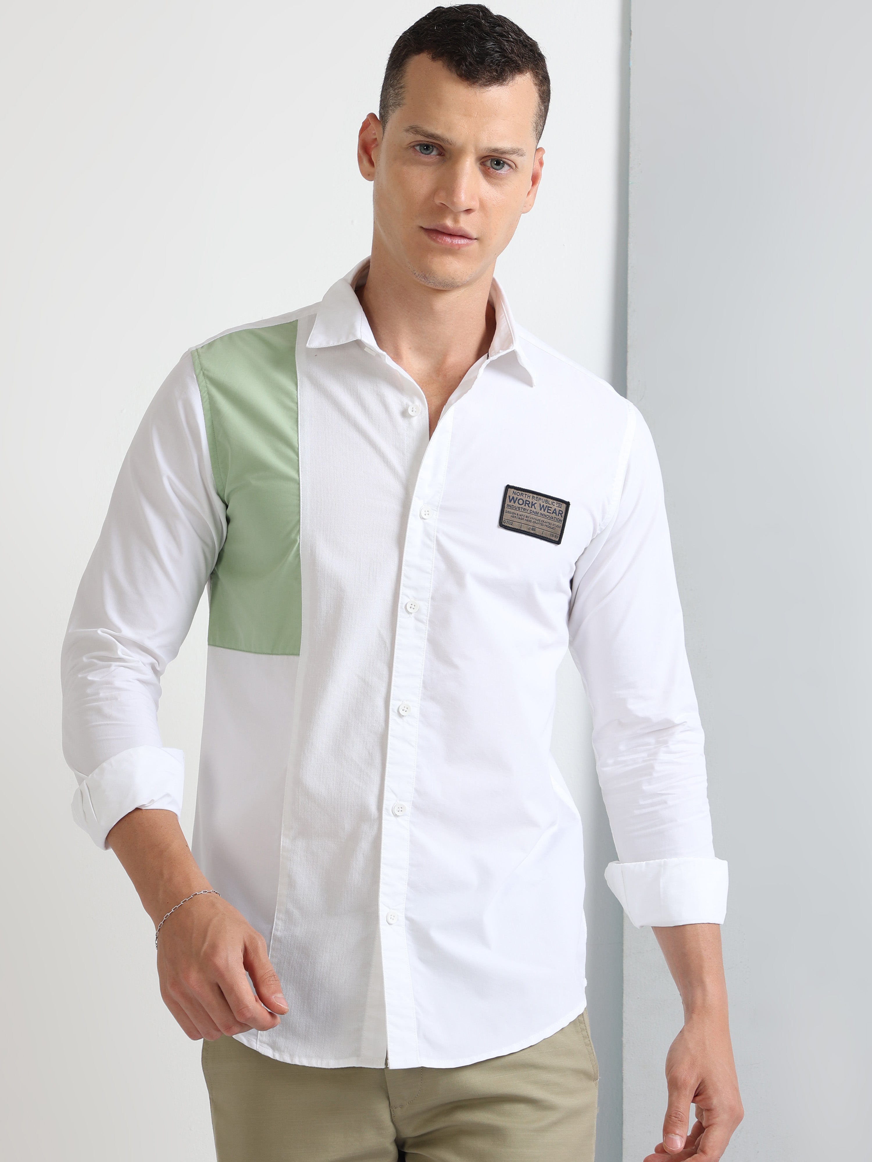 White smart sales casual shirt