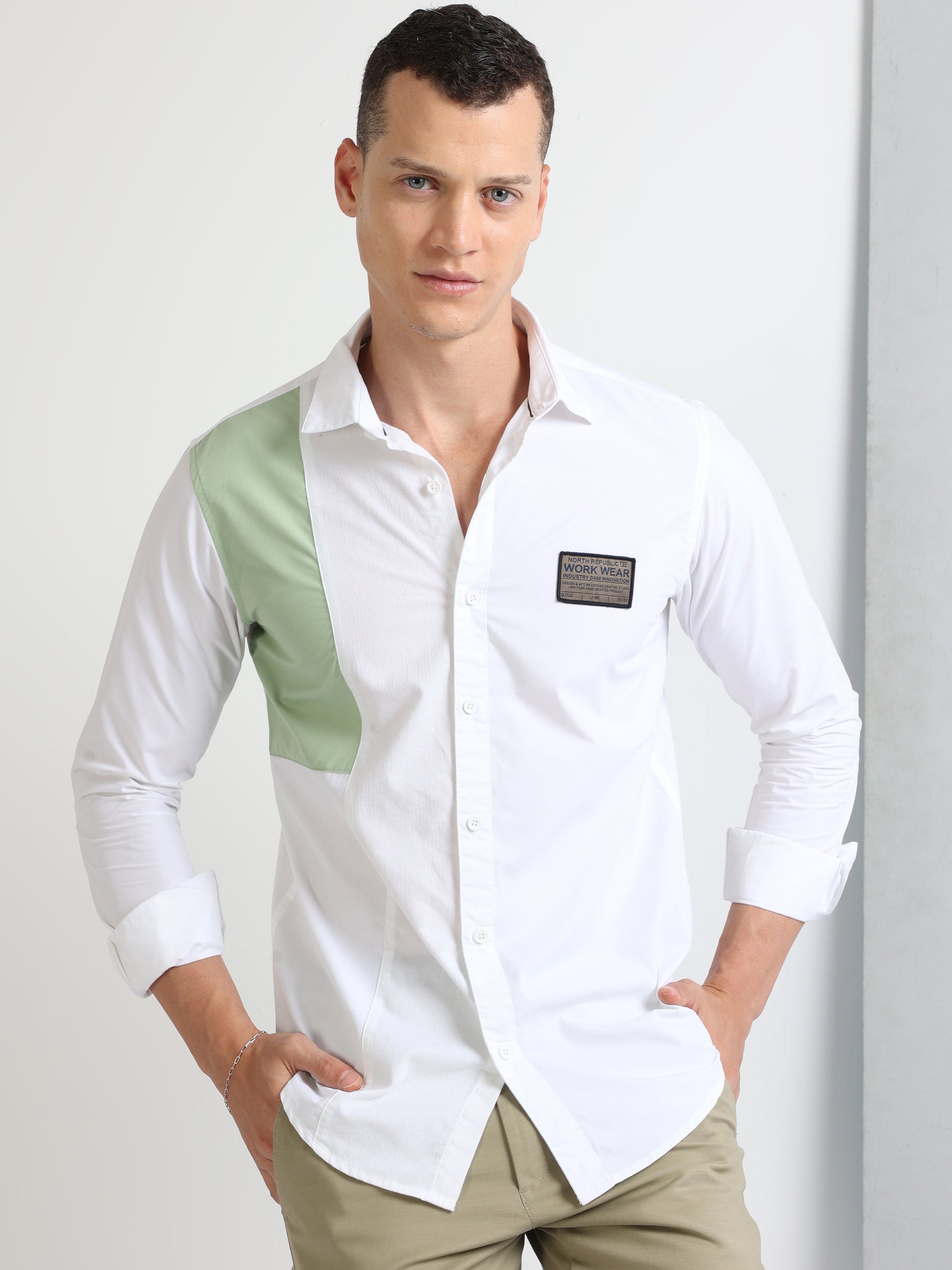Buy Smart Casual Panel Shirt For Work Wear Online.