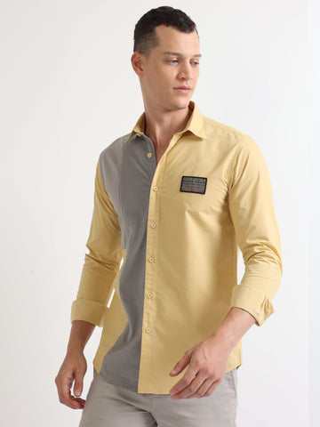 Yellow Smart Casual Panel Shirt