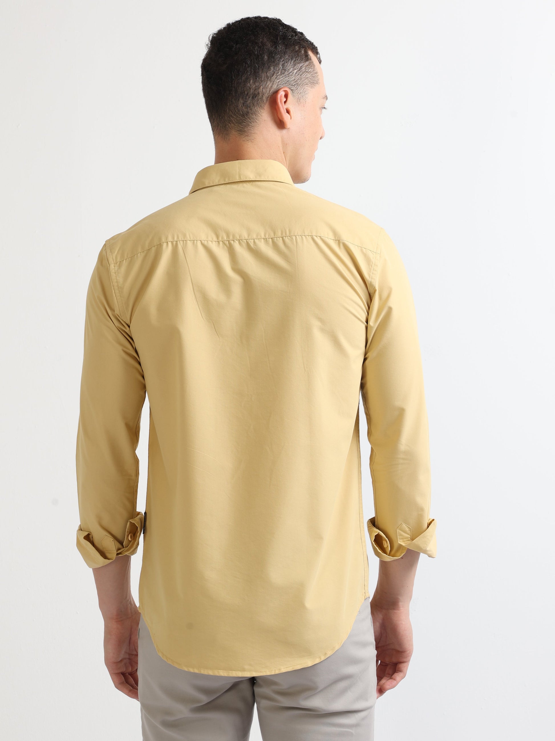 Yellow Smart Casual Panel Shirt