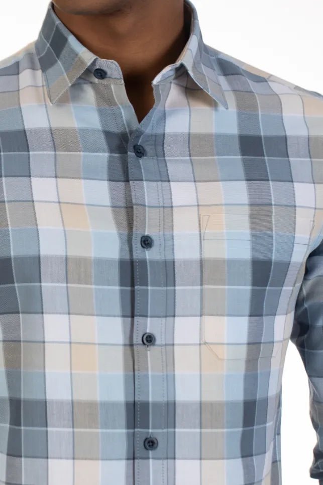 Sky Blue Full Sleeve Men's Duplin Checked Shirt