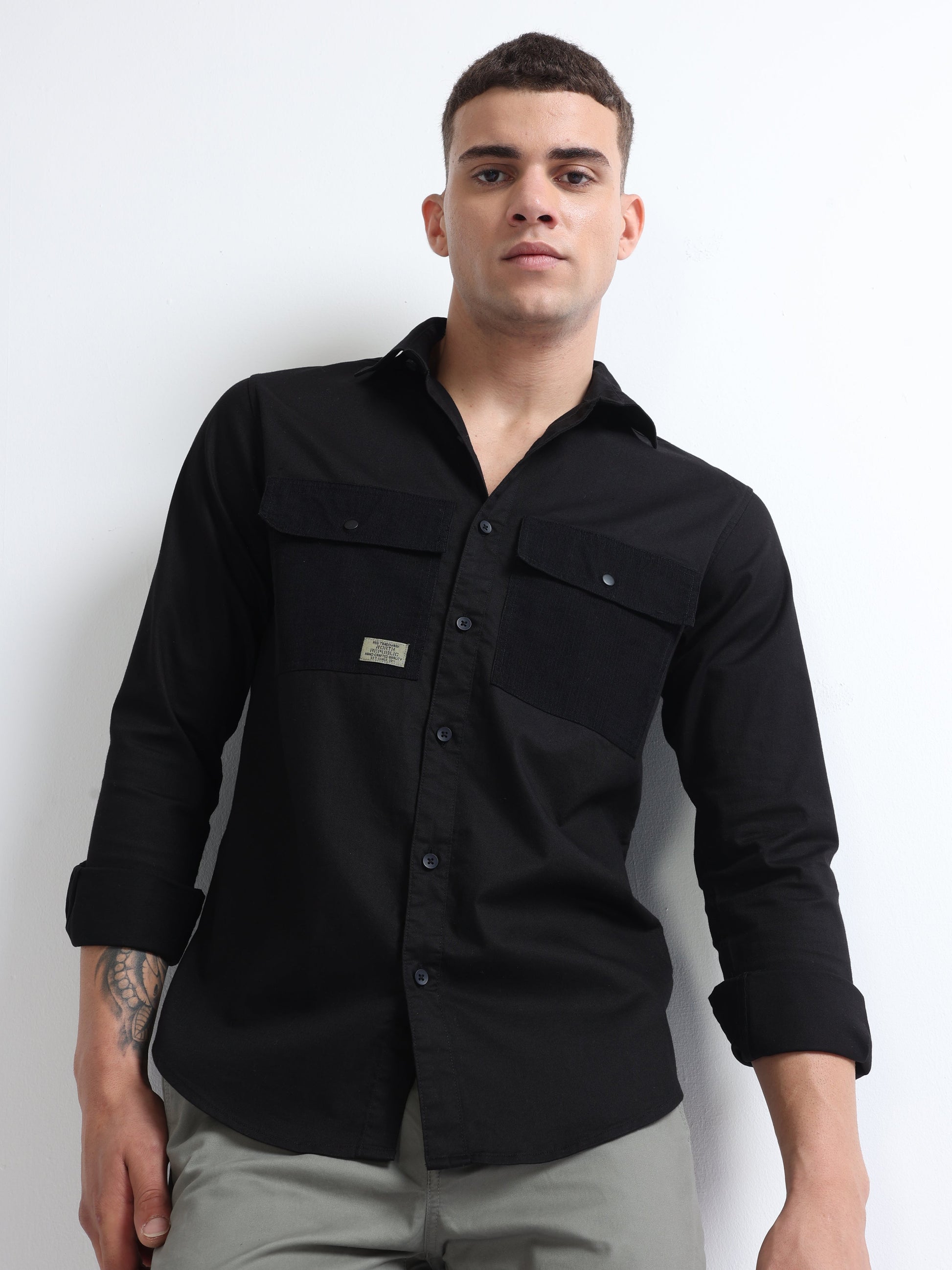 Buy Snap Button Double Pocket Fashionable Shirt For Mens Online.