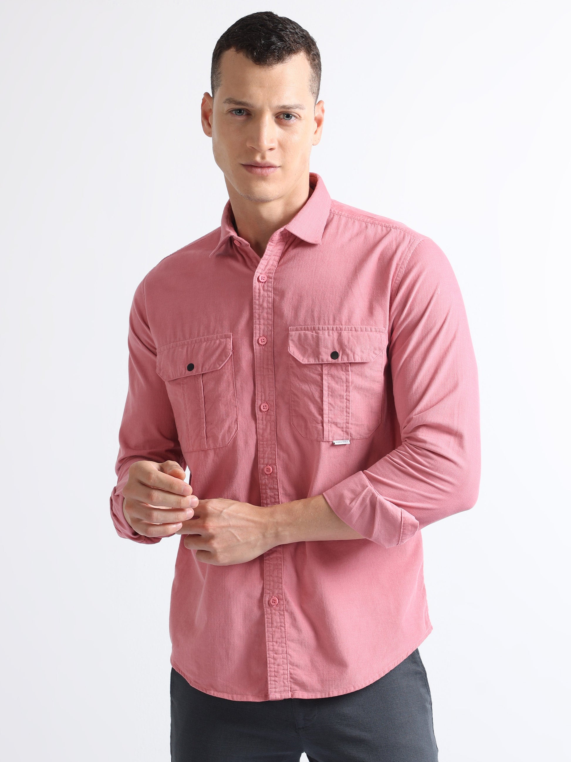 Buy Snap Button Double Pocket Shirt For Mens Online.