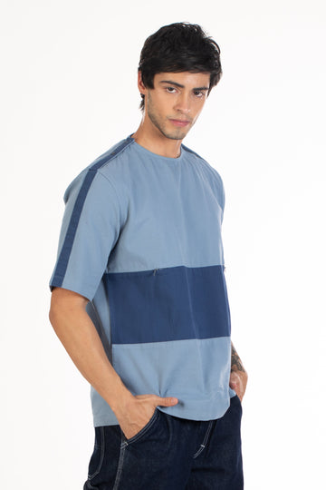  Blue Men's Snap Shoulder Button Down Half Sleeve Shirt