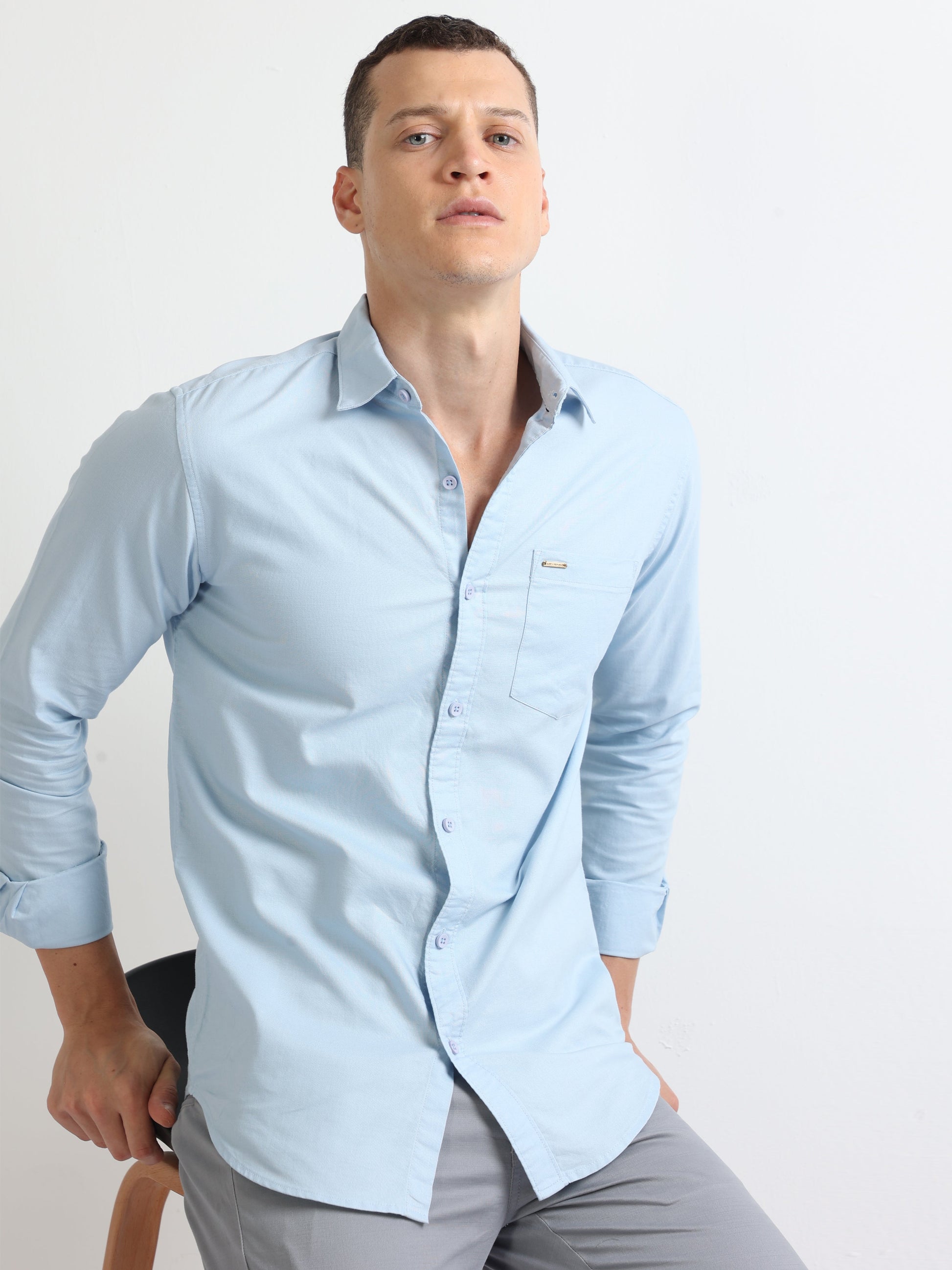 Buy Solid Full Sleeves Shirt For Work Wear Online.