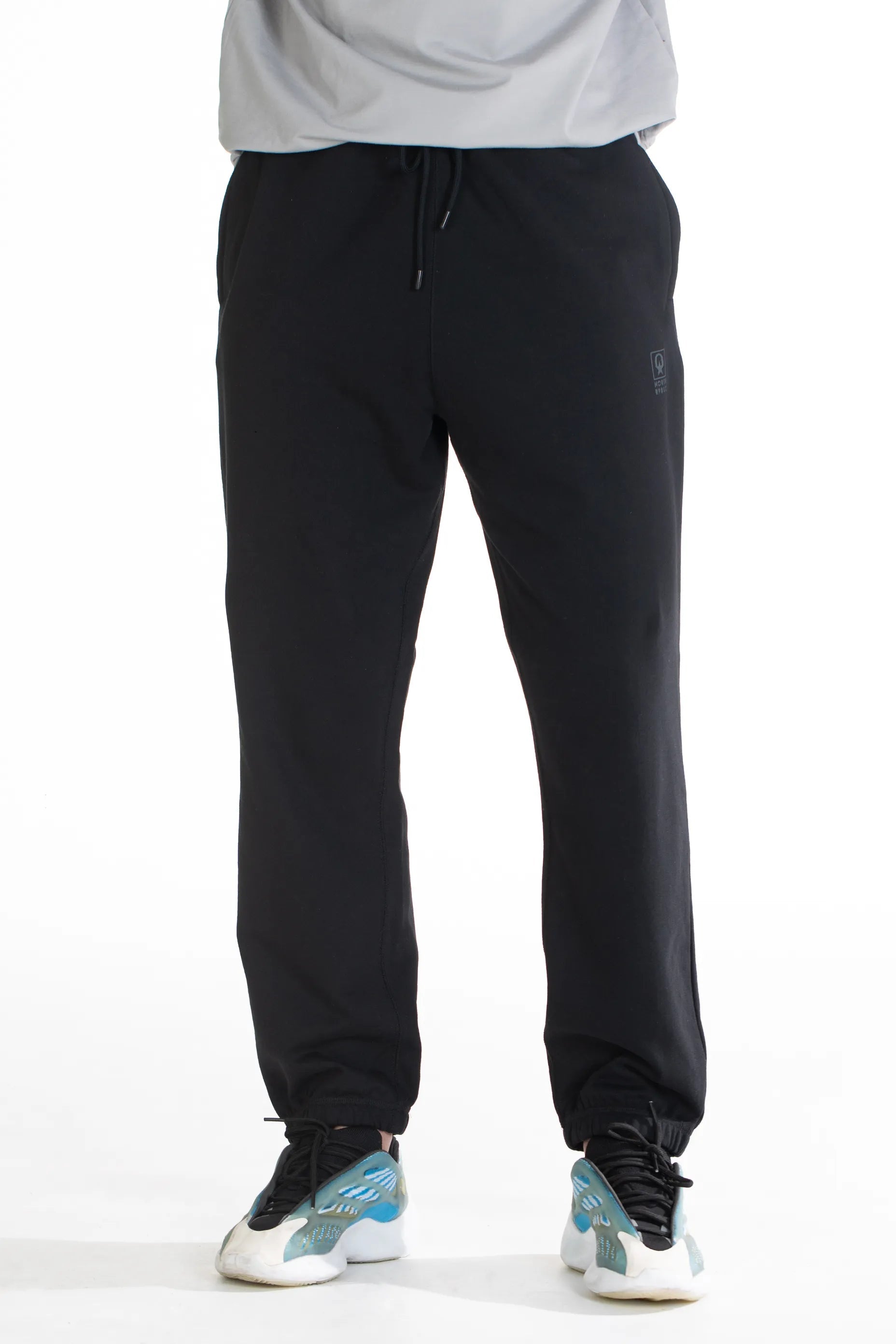 Shop BLACK Solid Knit Cotton Joggers Online