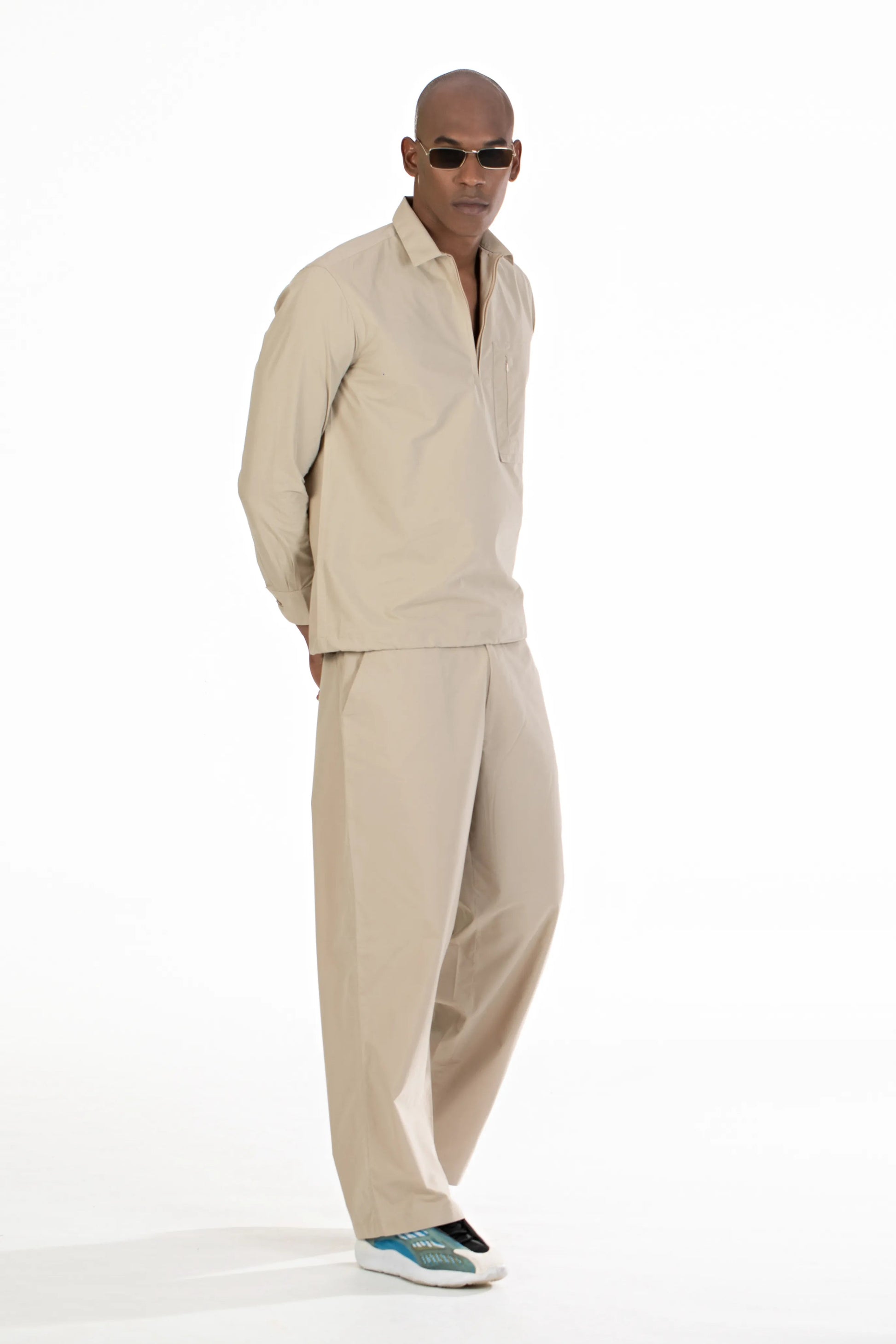 Buy Beige Solid Poplin Men s Co Ord Set North Republic