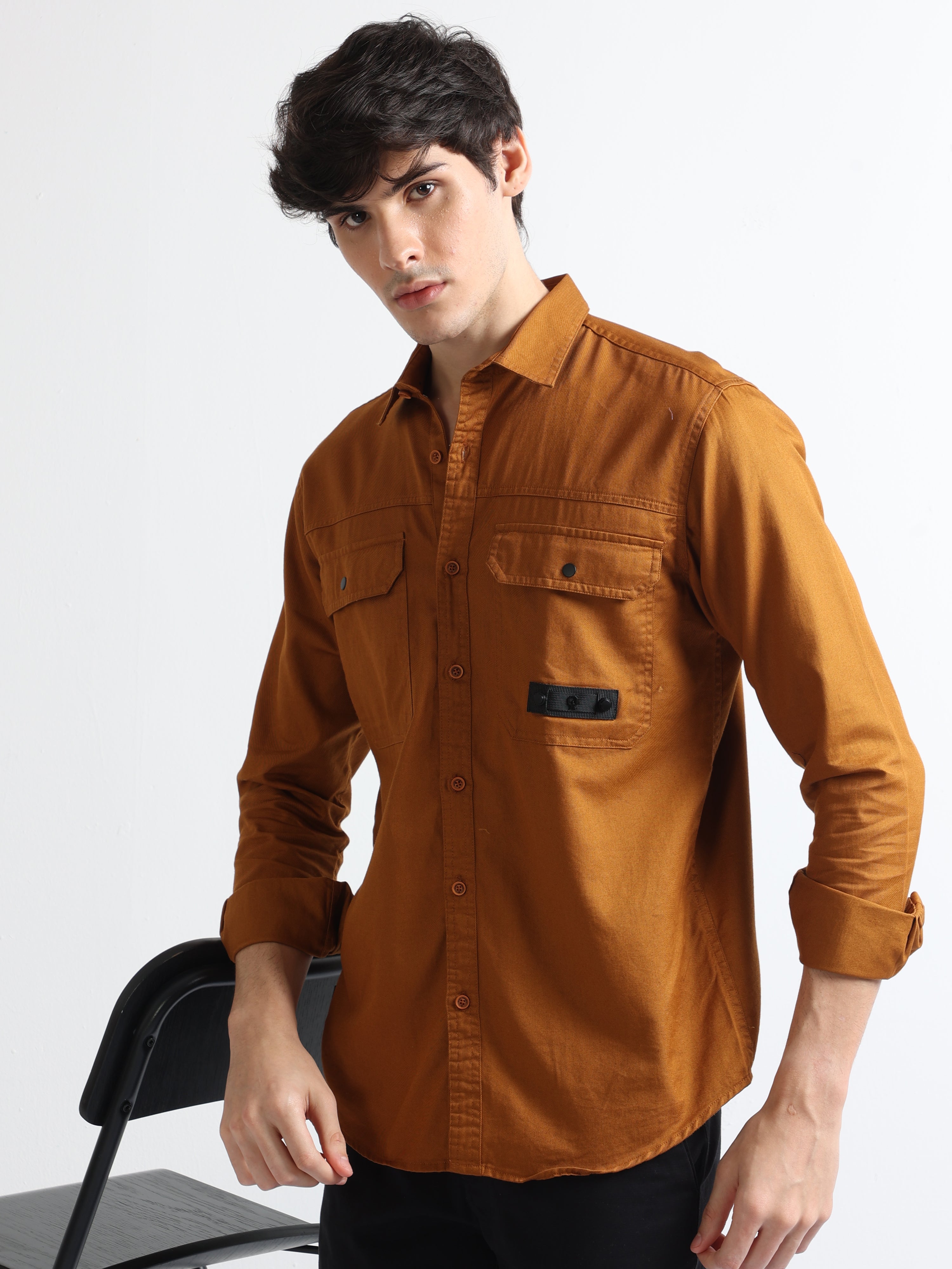 Garish Rustic Orange Corduroy Shirt - SNITCH