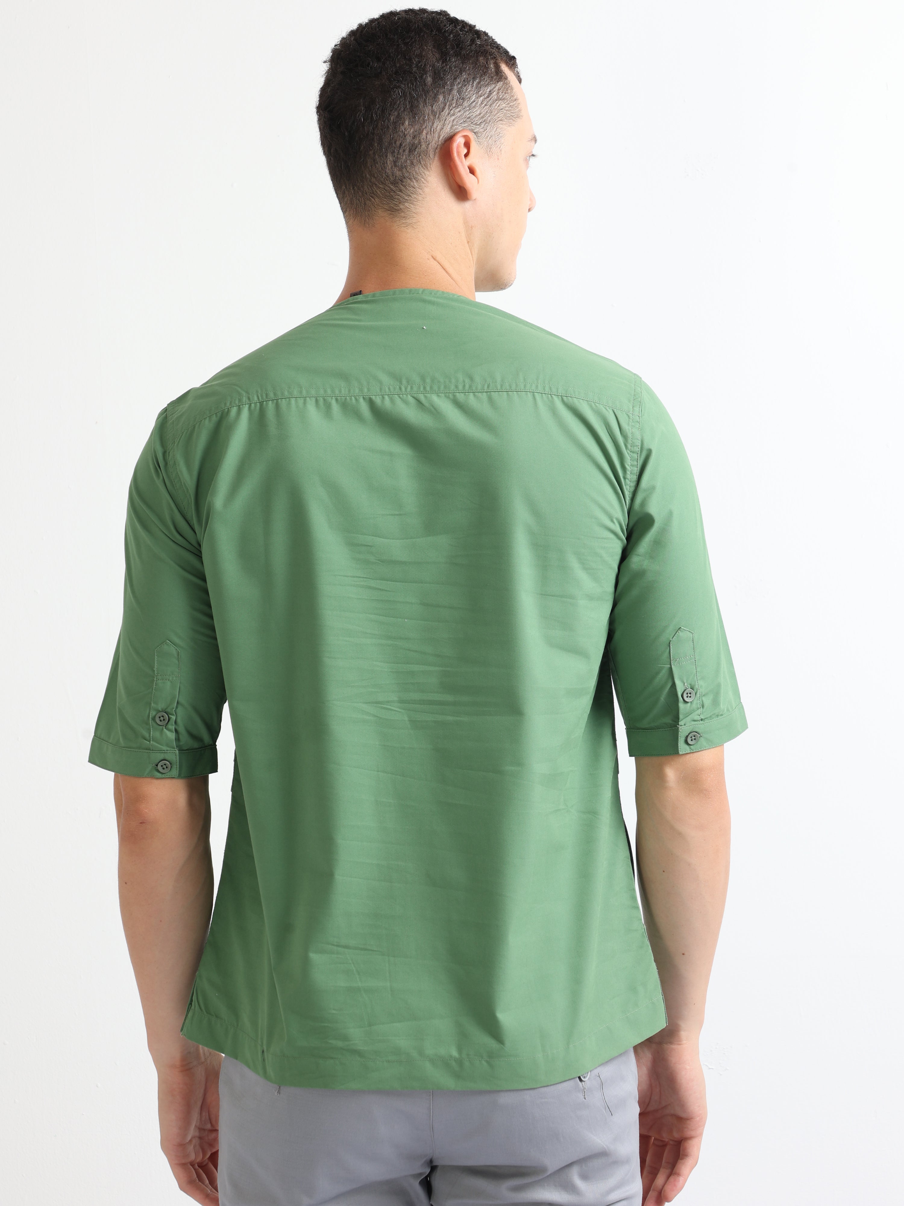 Button crew neck clearance shirt