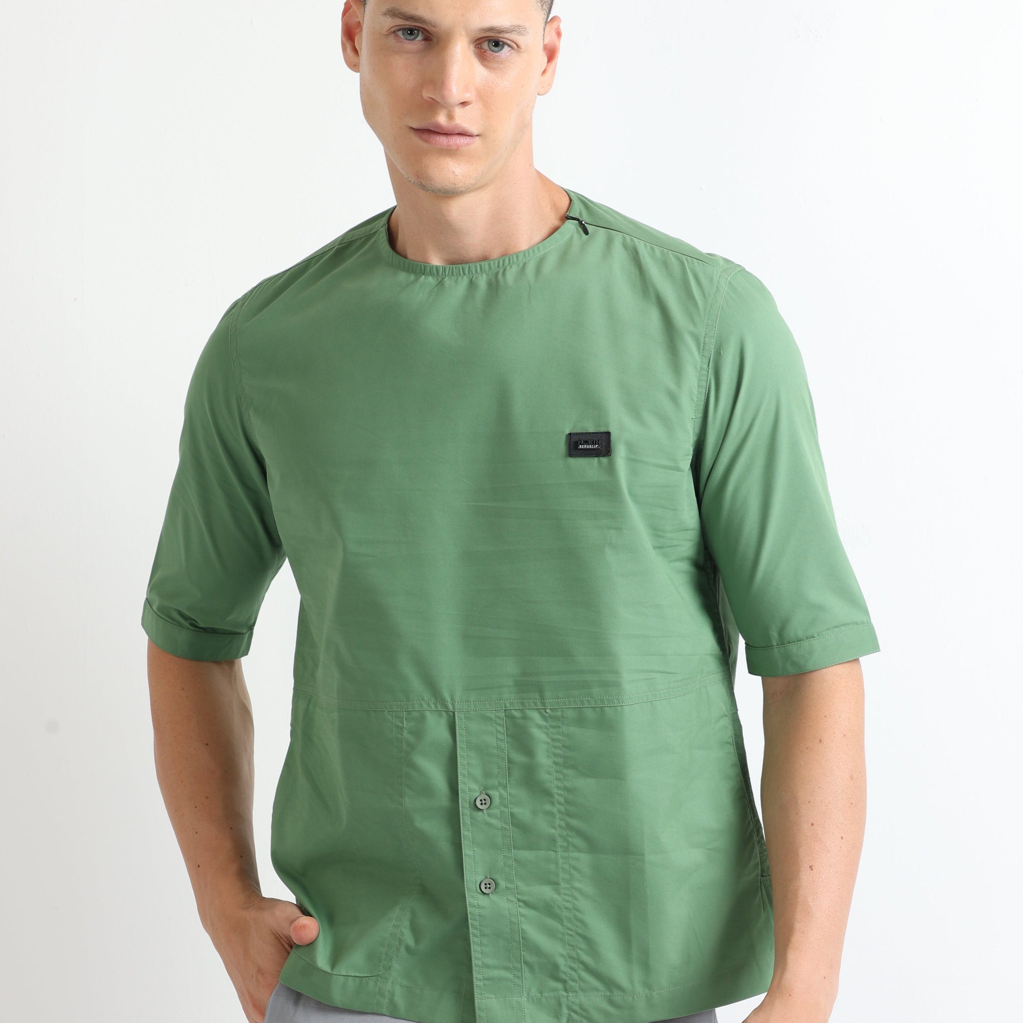 Buy Stylish Side Pocket Crew Neck Mens Shirt Online.