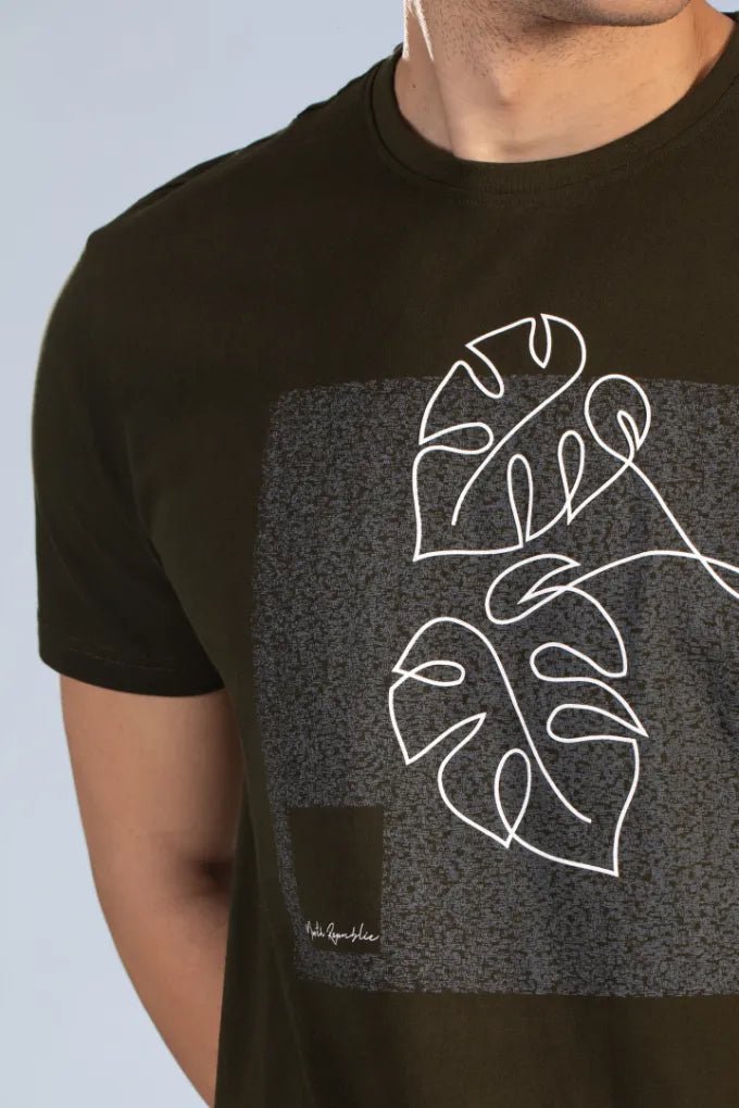 Buy Tropical Leaf Print Round Neck T-Shirt Online.