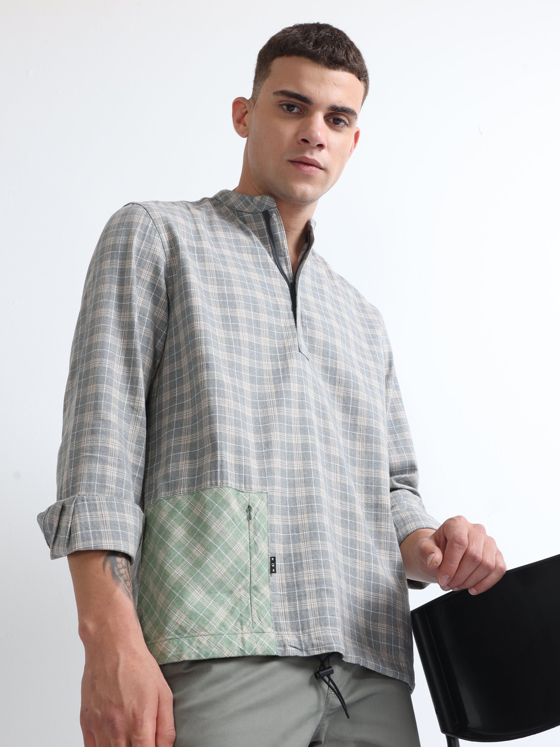 Buy Twill Melange Bottom Pocket Drawcode Stylish Shirt Online.